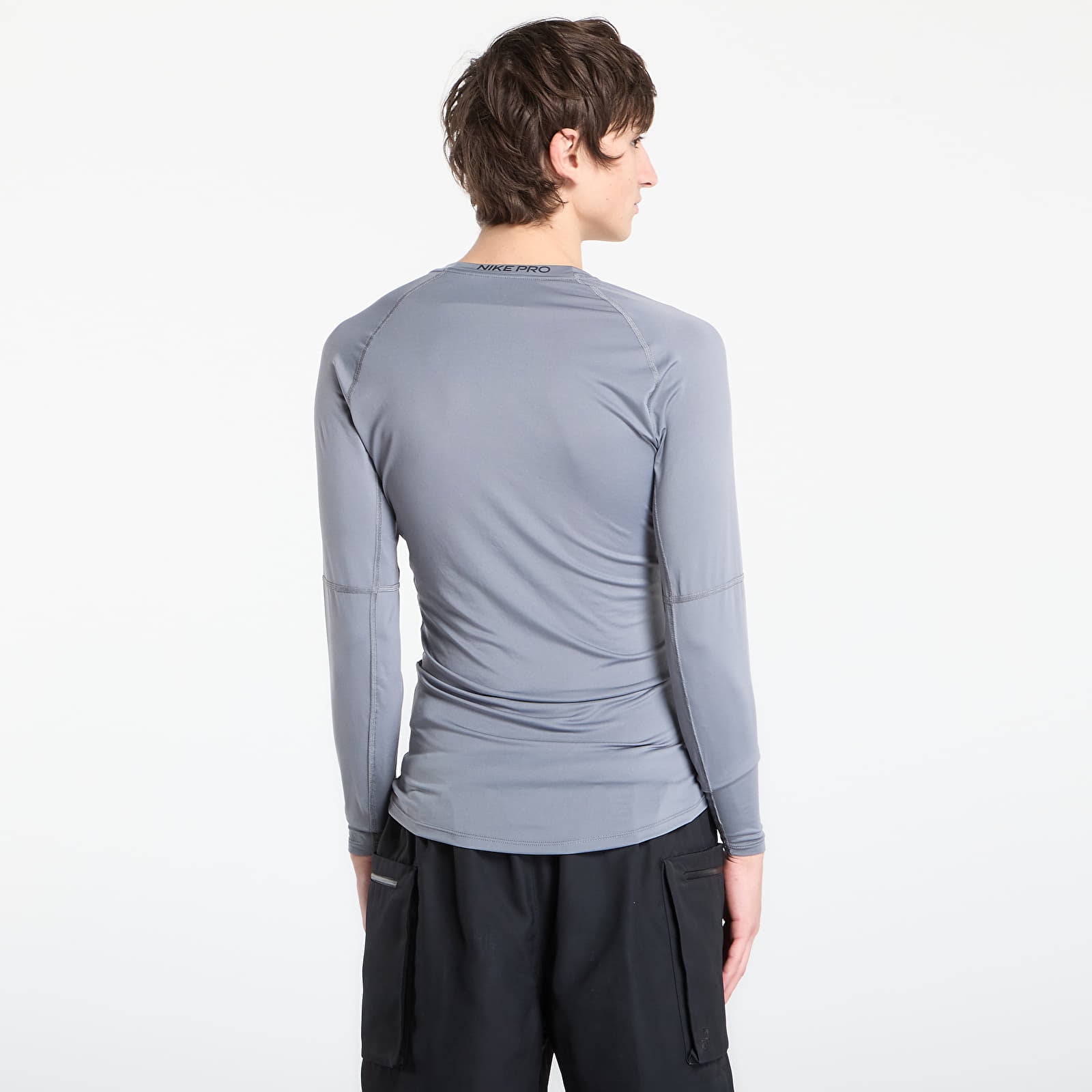 Férfi pólok Nike Pro Men's Dri-FIT Tight Long-Sleeve Fitness Top Smoke Grey/ Black