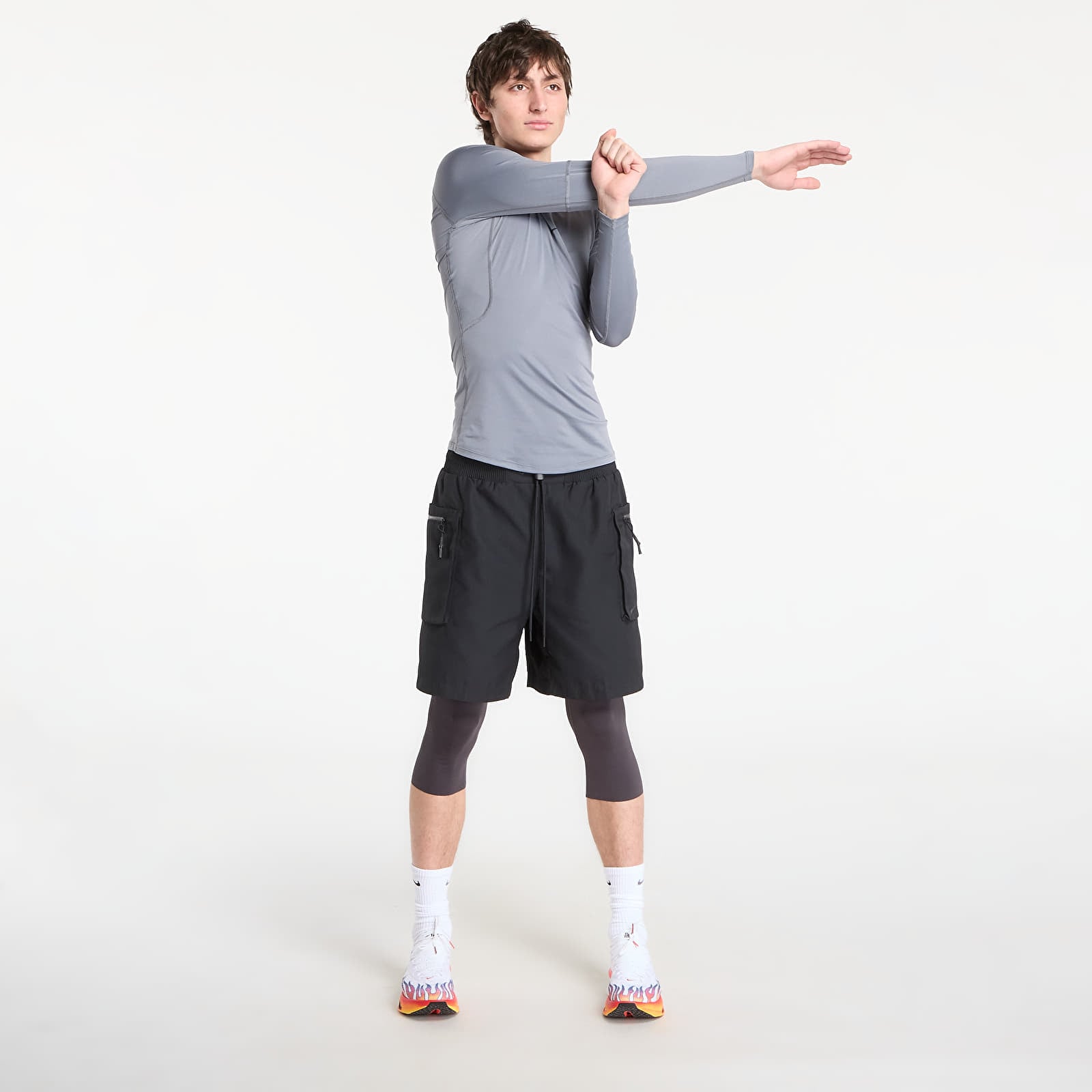 Férfi pólok Nike Pro Men's Dri-FIT Tight Long-Sleeve Fitness Top Smoke Grey/ Black