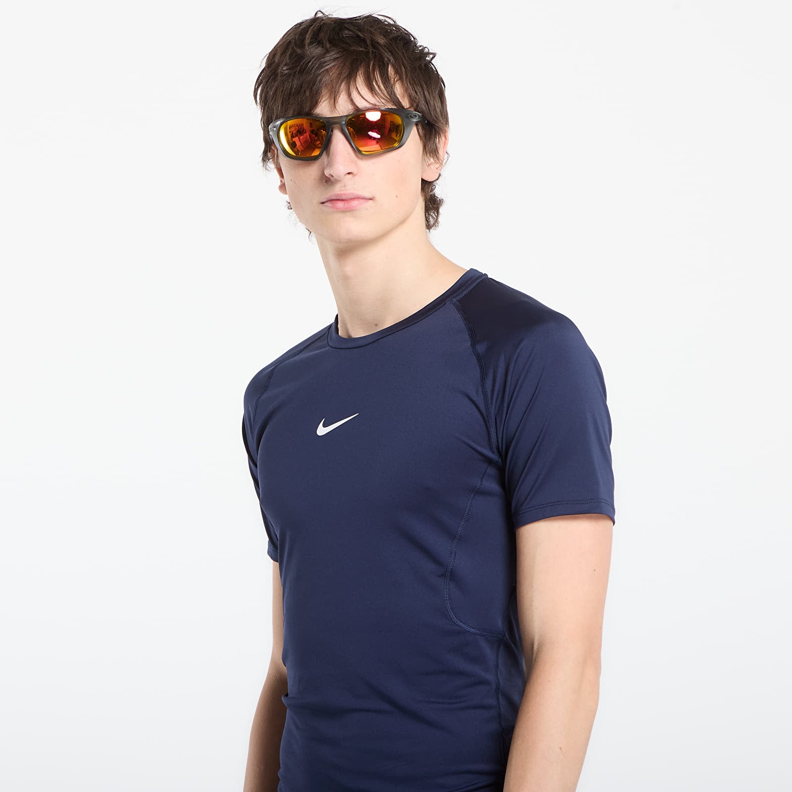 Férfi trikók Nike Pro Men's Dri-FIT Tight Short-Sleeve Fitness Top Obsidian/ White