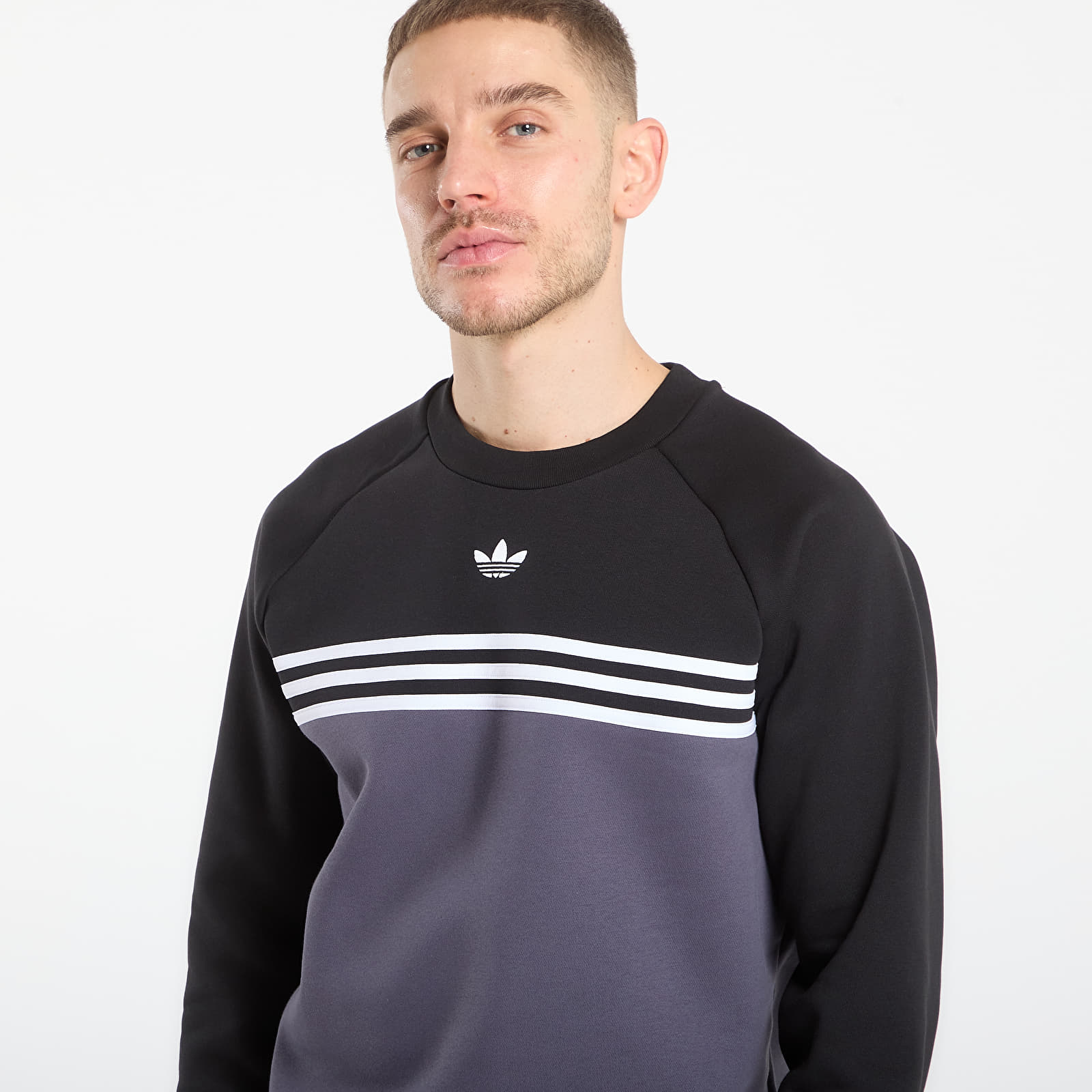 Чоловічі худі adidas Chest Stripes Crewneck Sweatshirt Aurora Onix/ White