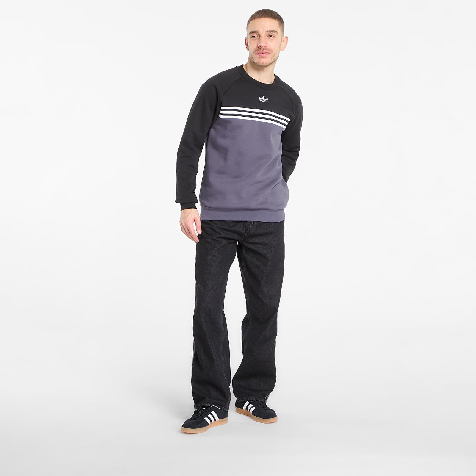 Чоловічі худі adidas Chest Stripes Crewneck Sweatshirt Aurora Onix/ White