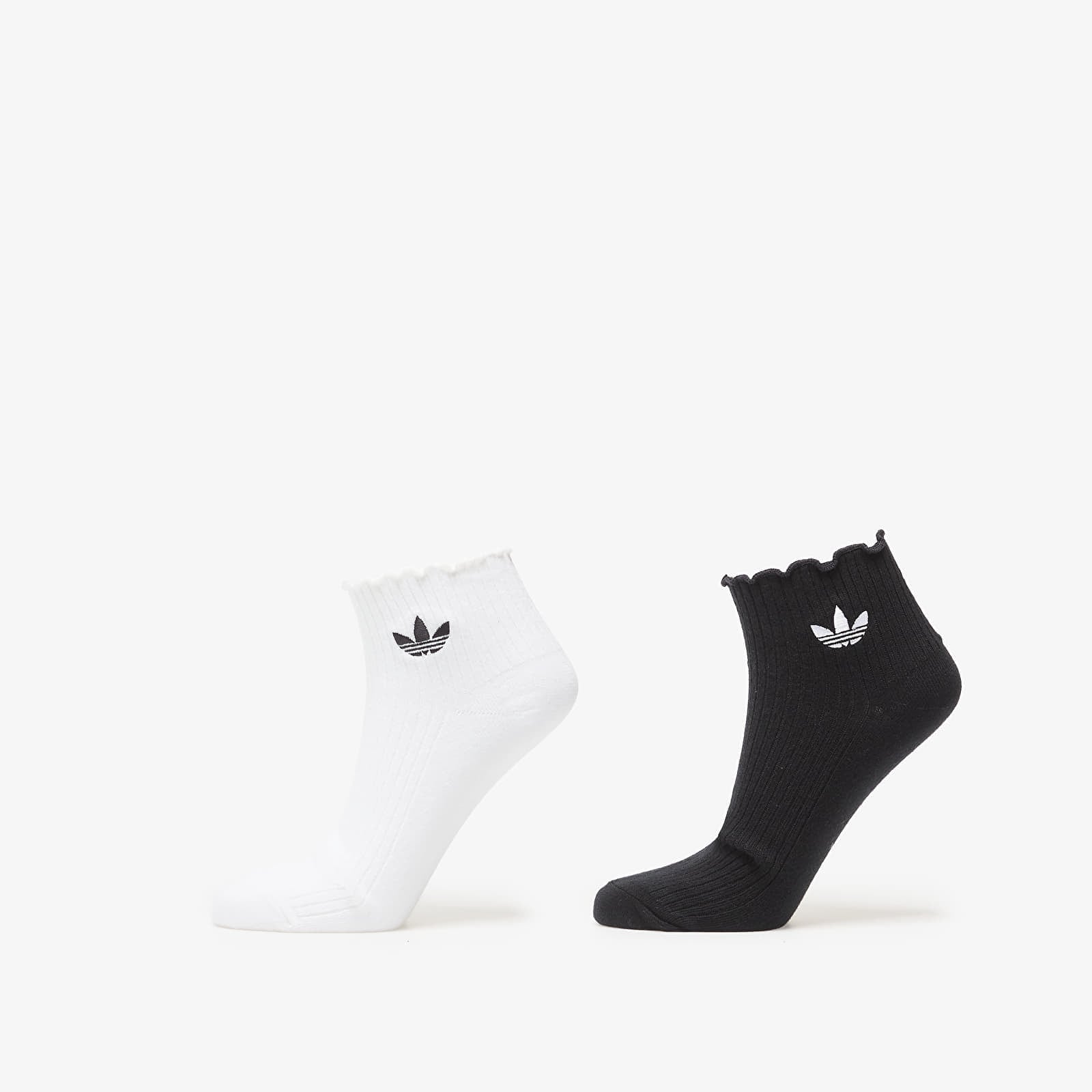 adidas Ruffle 1/4 Sock 2-Pack White/ Black M