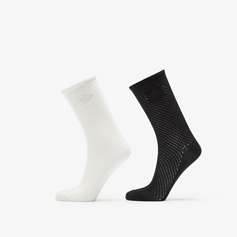 adidas Crochet Crew Socks 2 Pairs Off White/ Black