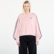 adidas Terry Towel V Neck Long Sleeves Polo Shirt Sandy Pink