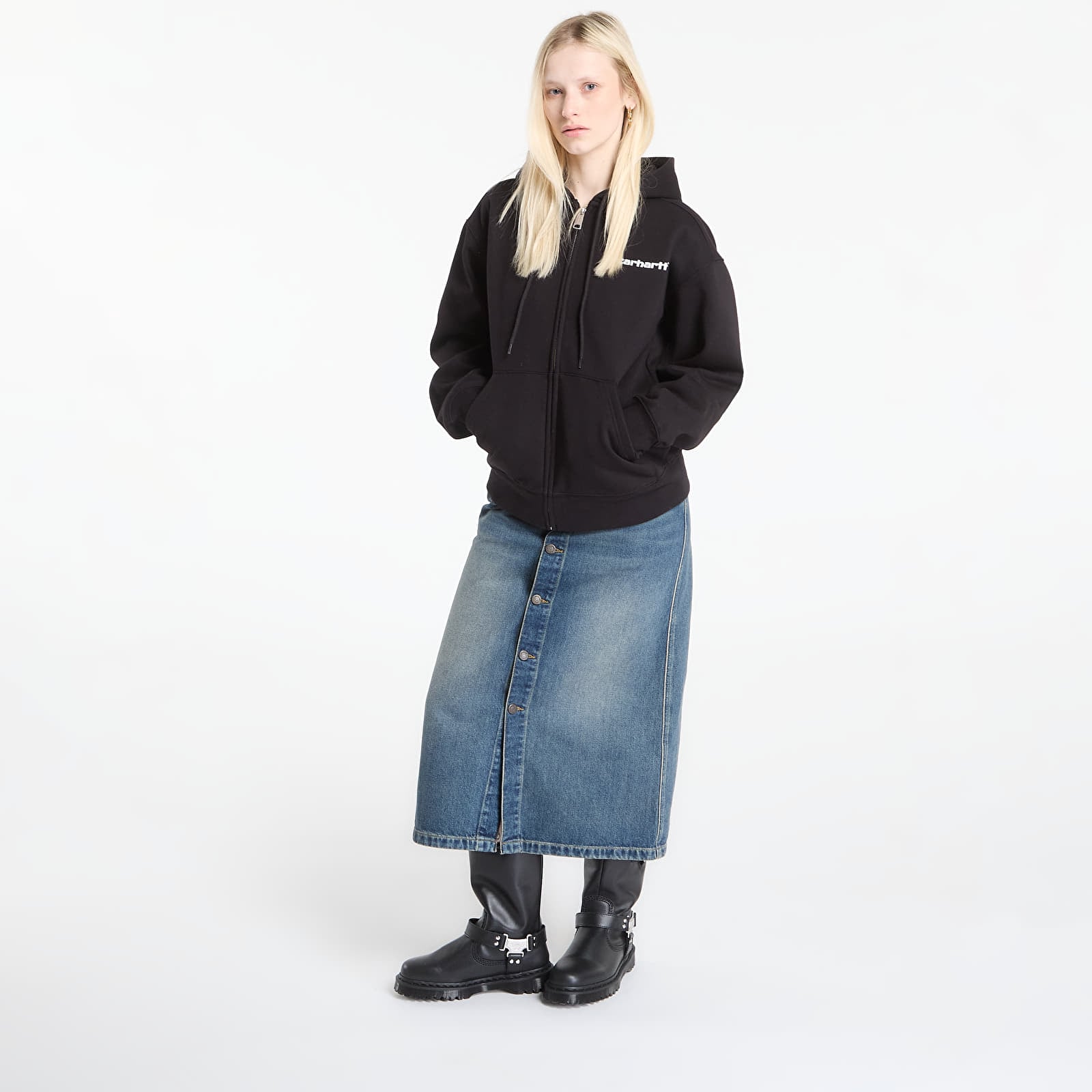 Dukserice Carhartt WIP Hooded Archive Lines Jacket UNISEX Black