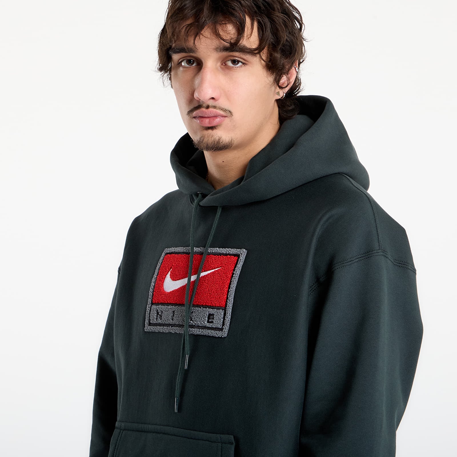 Hanorace pentru bărbați Nike Solo Swoosh Men's Fleece Pullover Hoodie Black Spruce/ White