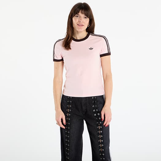 adidas 3 Stripes Slim T-Shirt Sandy Pink/ White