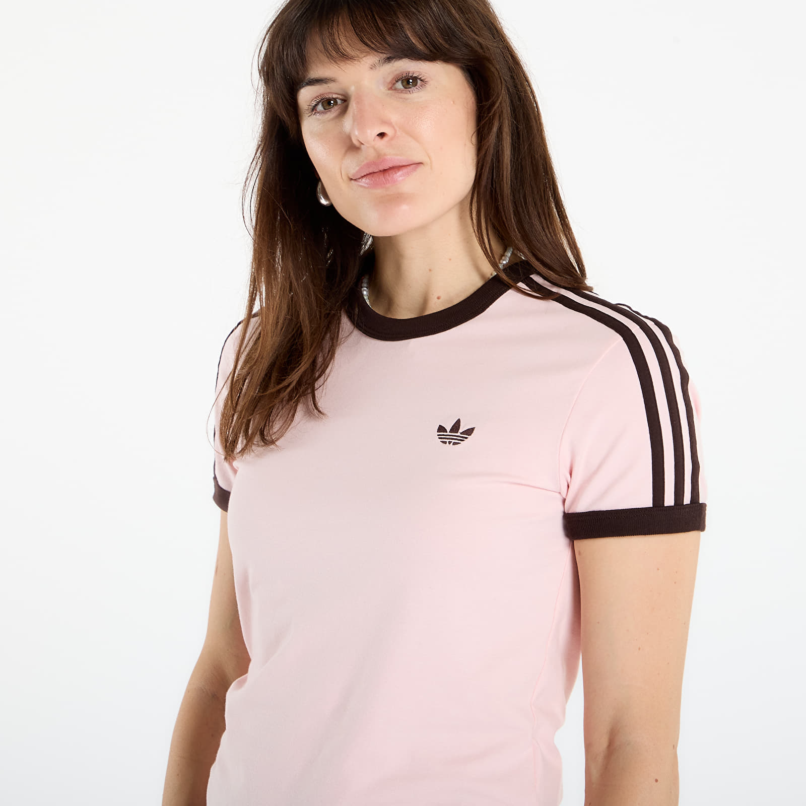 T-särgid adidas 3 Stripes Slim T-Shirt Sandy Pink/ White