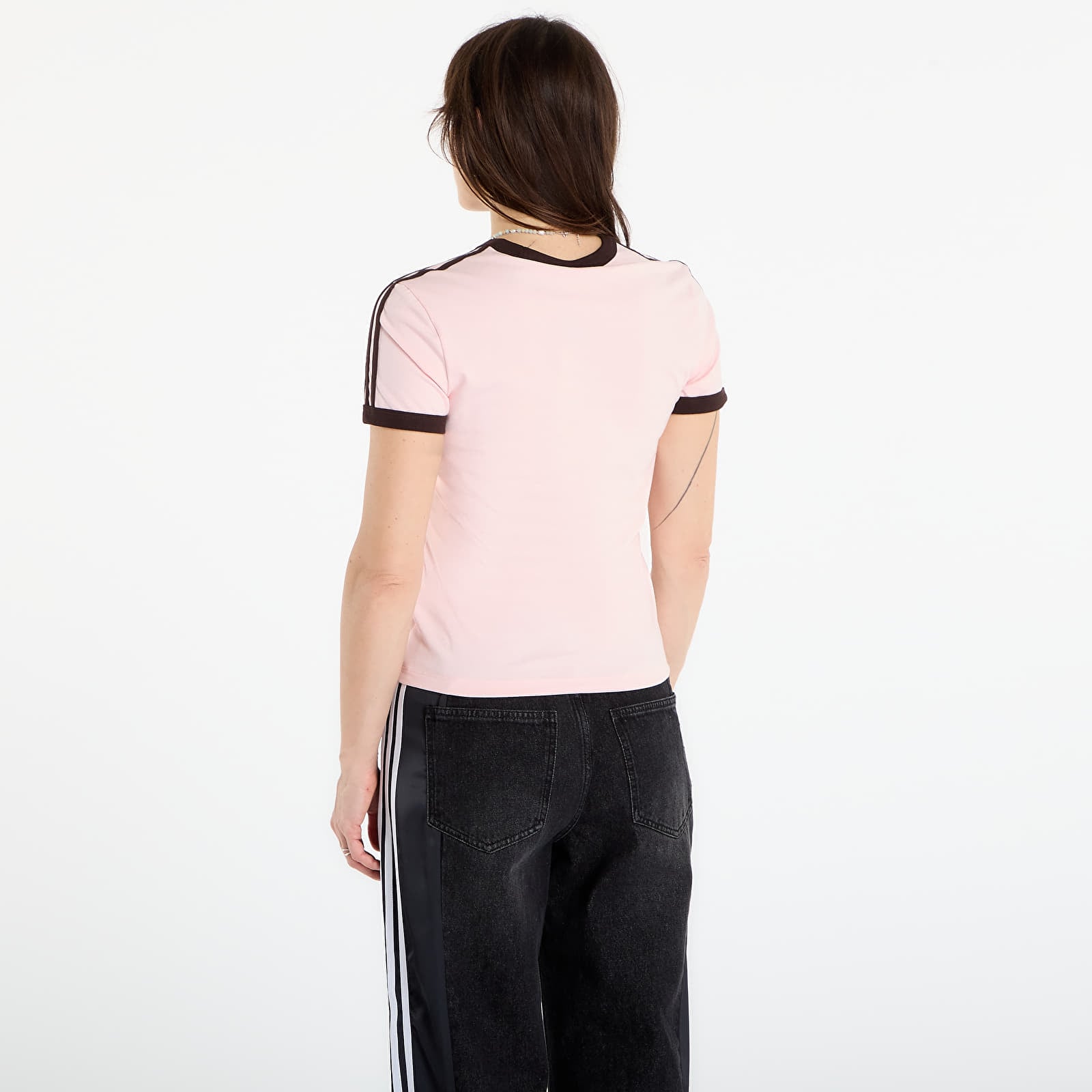 T-särgid adidas 3 Stripes Slim T-Shirt Sandy Pink/ White