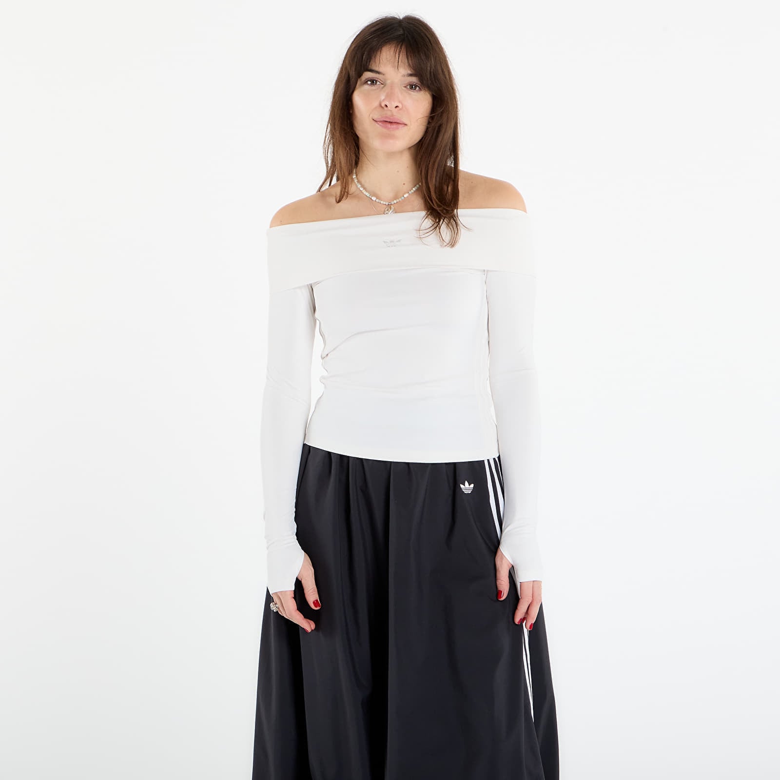 Top adidas Off-shoulder Long-Sleeve Top Cloud White M