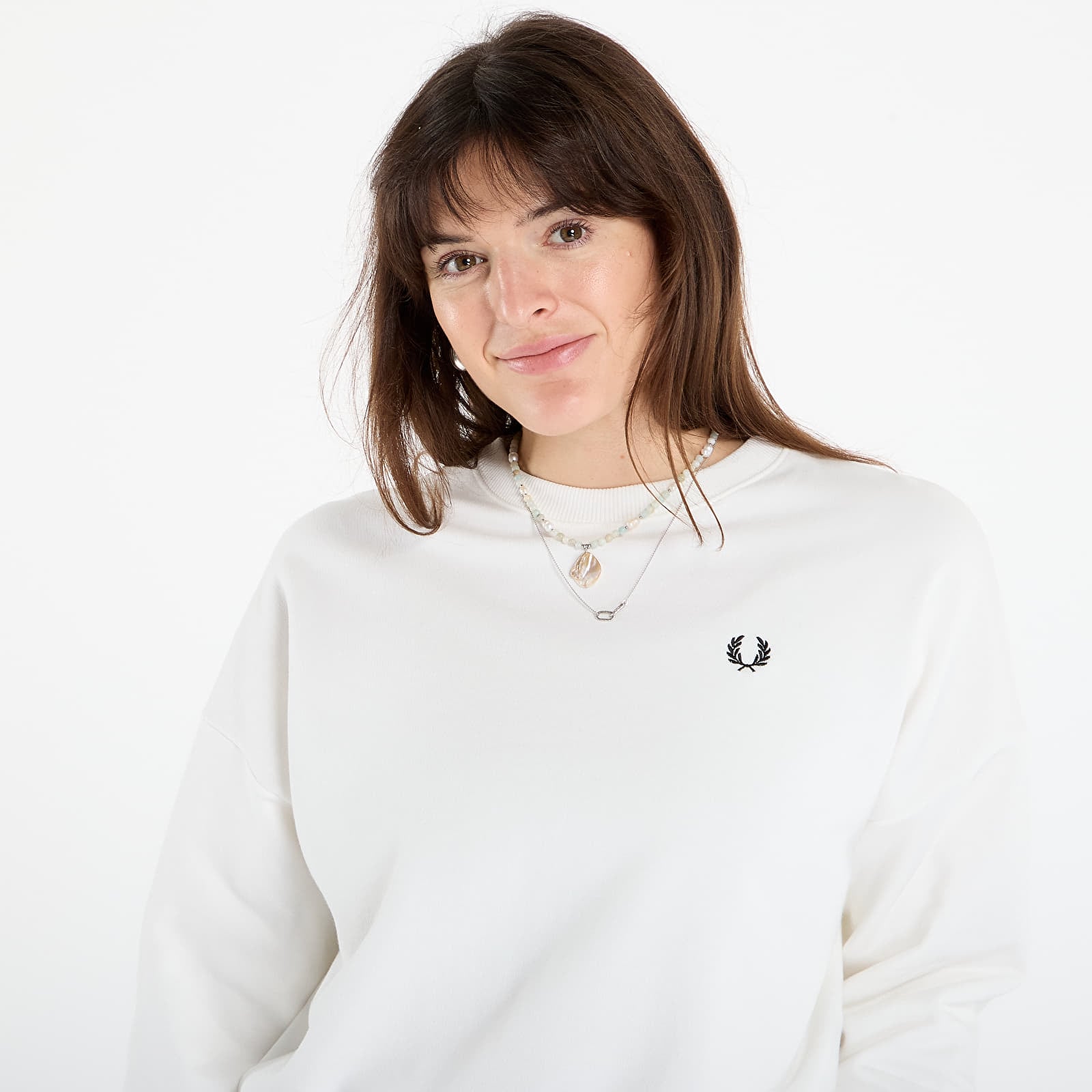 Ženske dukserice FRED PERRY Tipped Sweatshirt Snow White