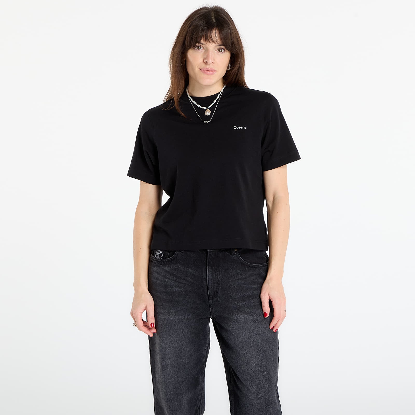 T-shirts Queens Women's Essential T-Shirt With Contrast Print 3-Pack Black/ Black/ Black