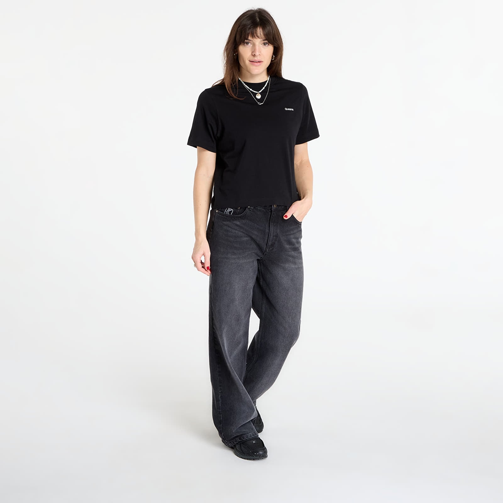 T-shirts Queens Women's Essential T-Shirt With Contrast Print 3-Pack Black/ Black/ Black