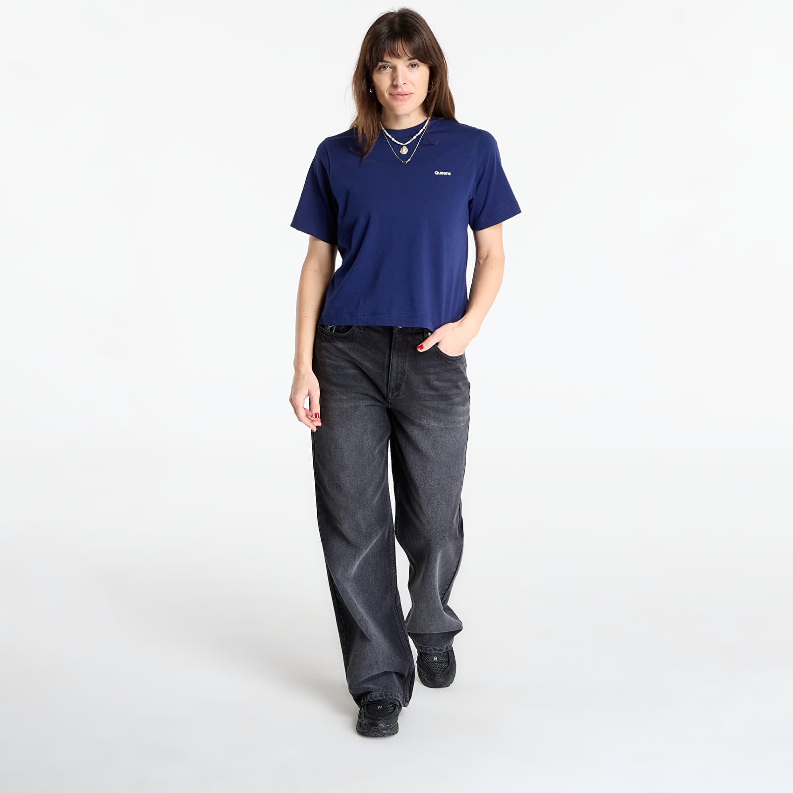 T-shirts Queens Women's Essential T-Shirt With Contrast Print 3-Pack Lavender/ Leaf/ Navy