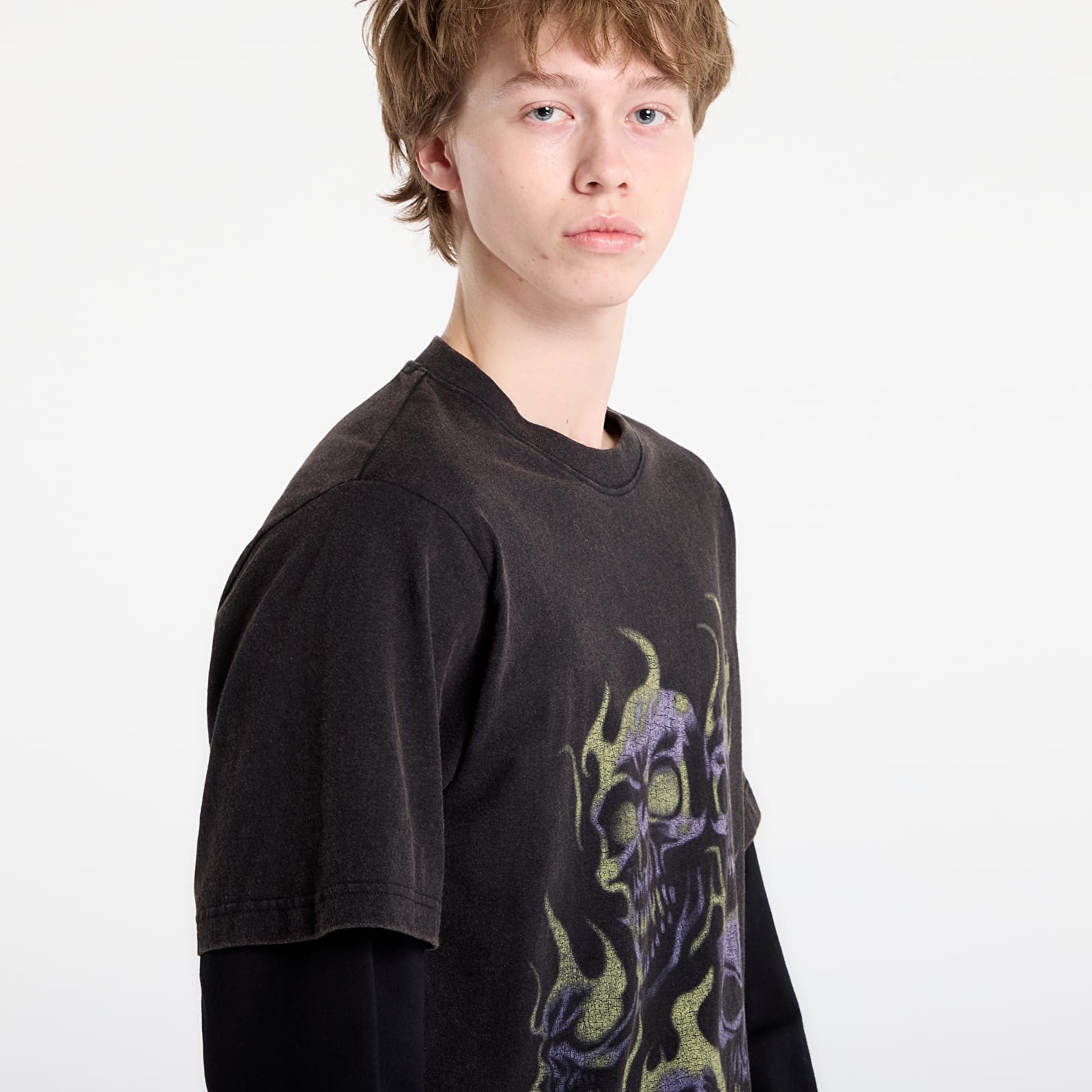 Pánská trička Wasted Paris M Skull T Age Faded Black/ Black