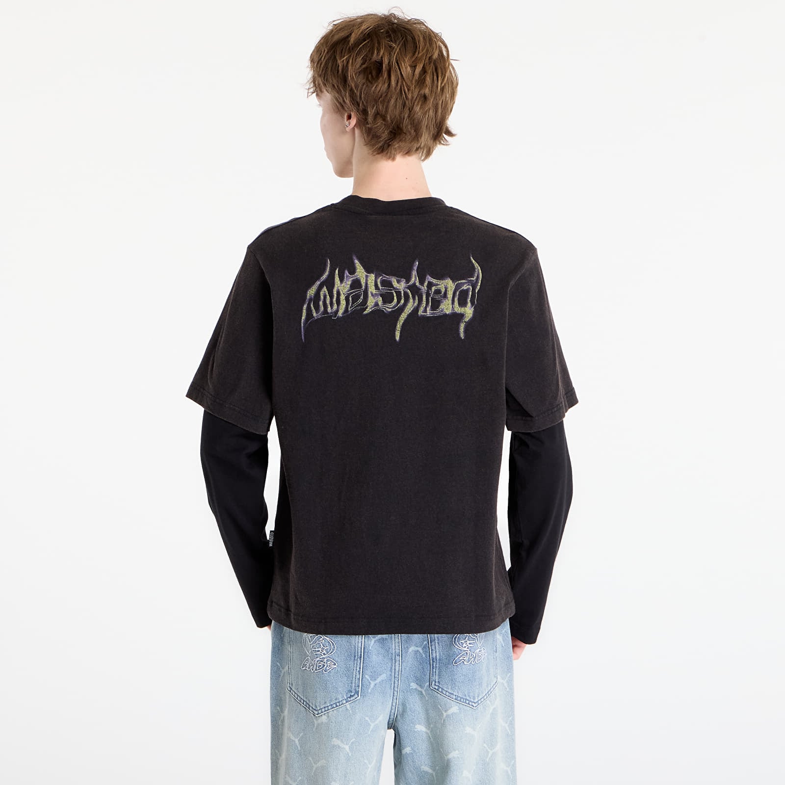 Pánská trička Wasted Paris M Skull T Age Faded Black/ Black