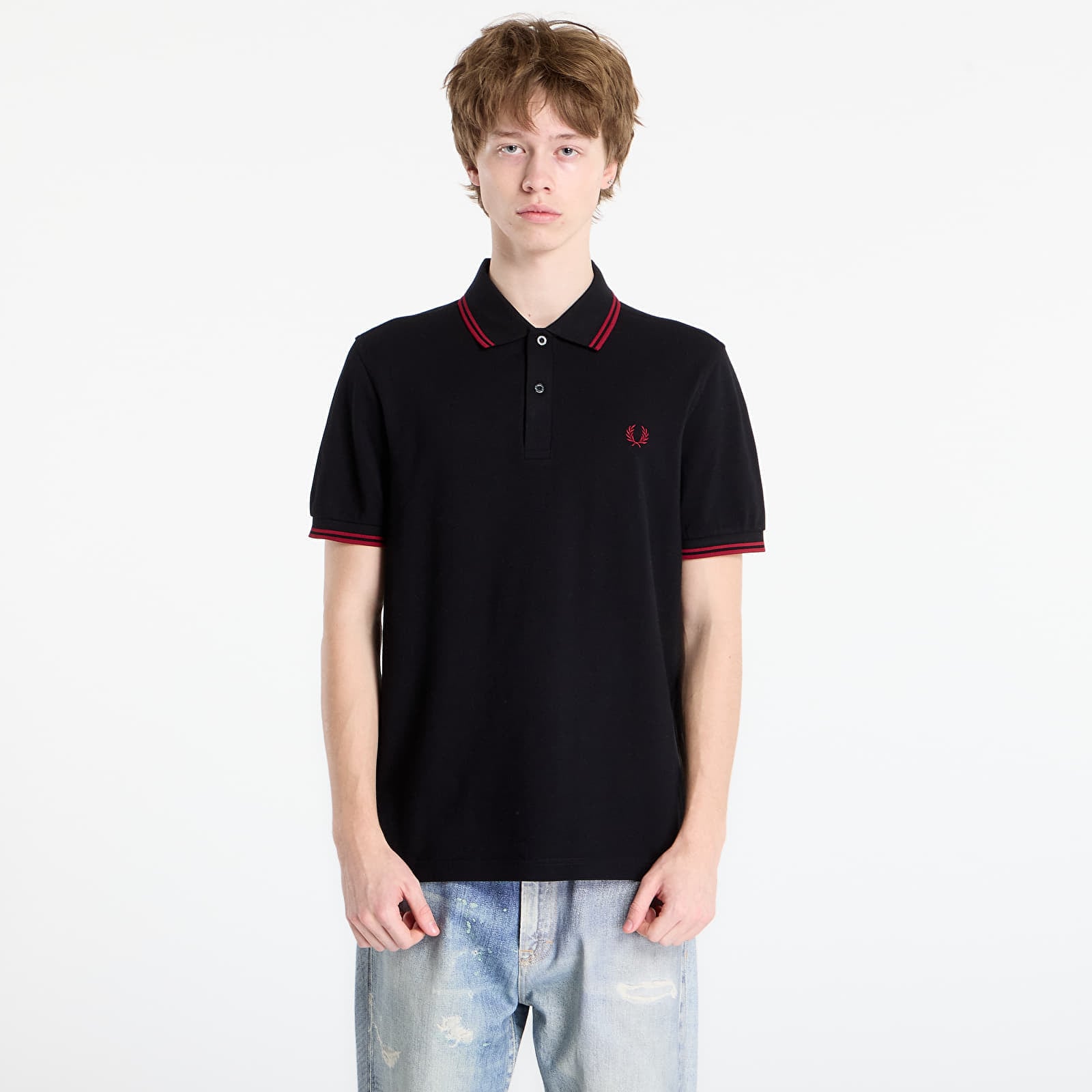 T-shirt FRED PERRY Twin Tipped Fred Perry Shirt Black/ Burnt Red M