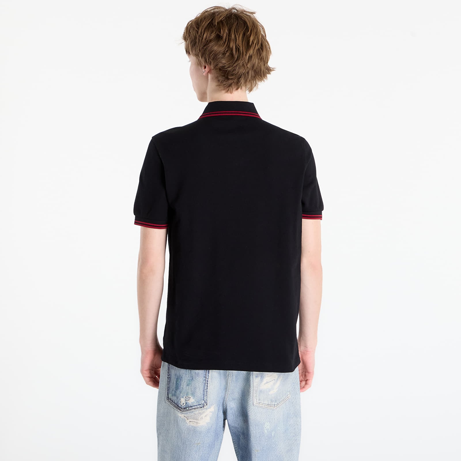 Pánská trička FRED PERRY Twin Tipped Fred Perry Shirt Black/ Burnt Red