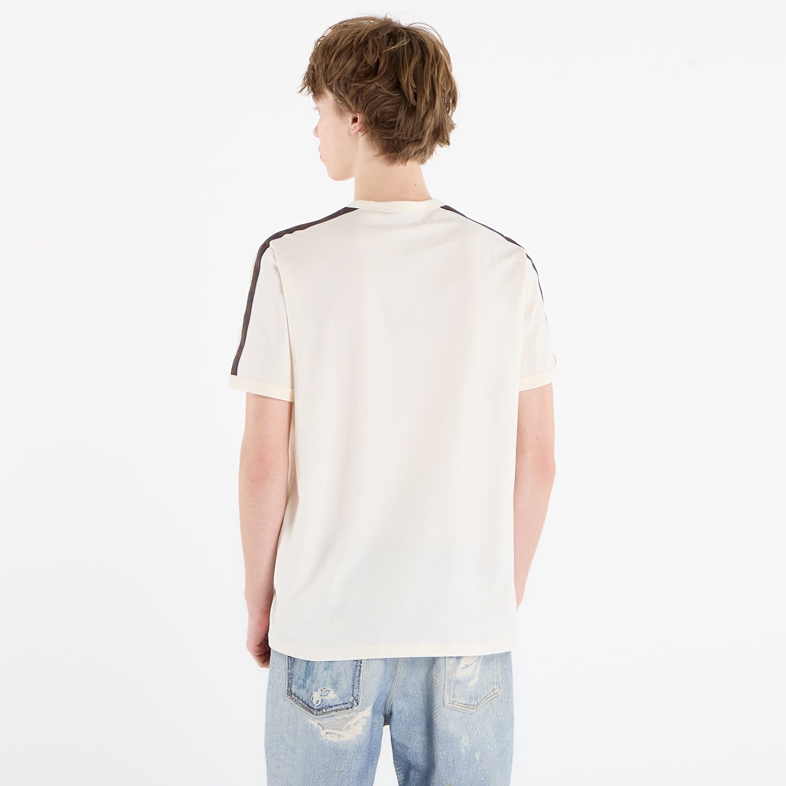 Pánská trička FRED PERRY Contrast Tape Ringer T-Shirt Ecru/ Burntobacco