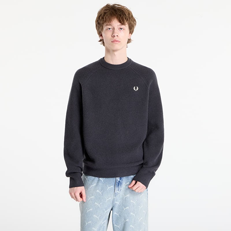 Camisola FRED PERRY Lambswool Raglan Jumper Anchor Grey