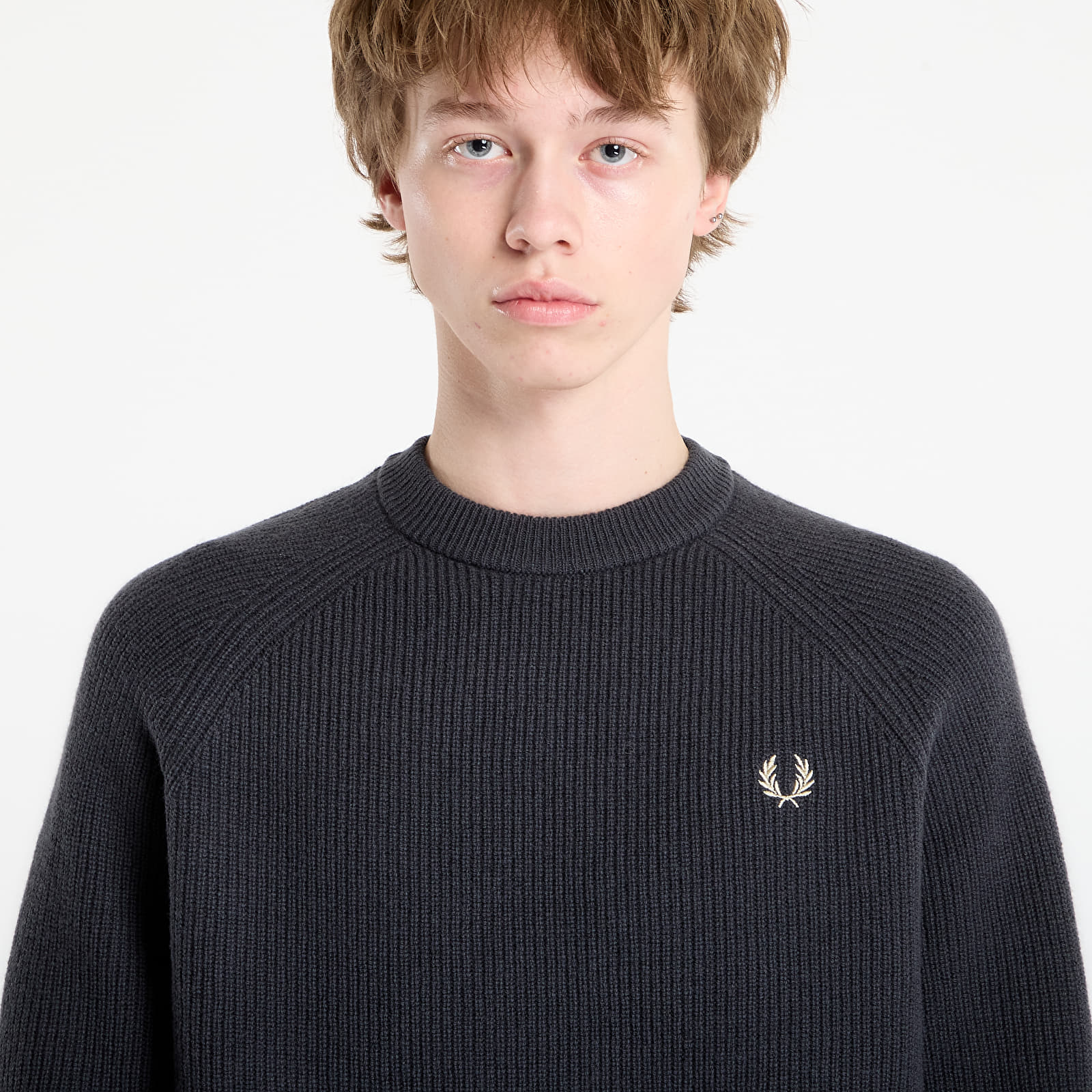 Men's sweaters FRED PERRY Lambswool Raglan Jumper Anchor Grey
