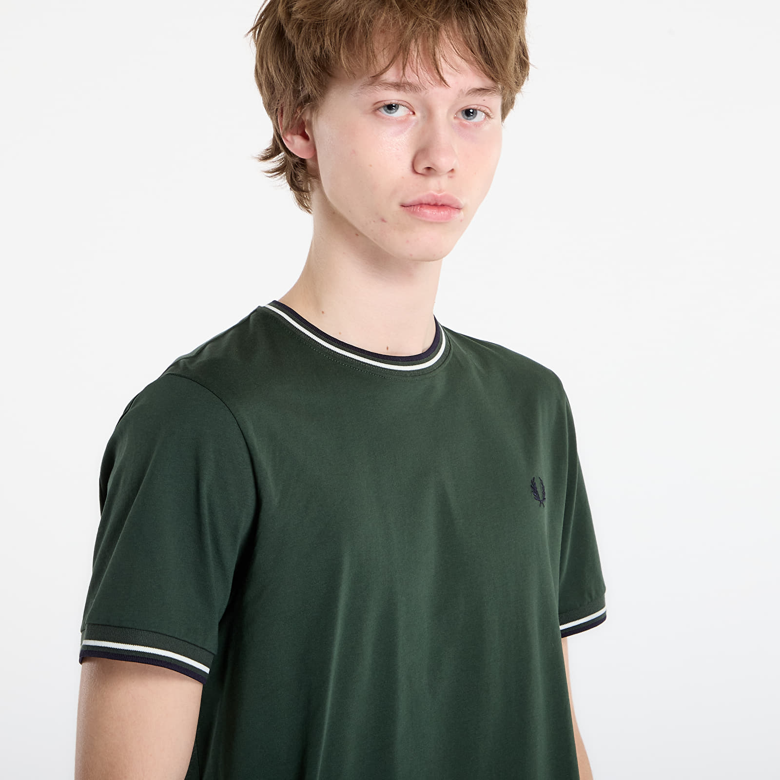 Pánská trička FRED PERRY Twin Tipped T-Shirt Court Green/ Snow White/ Navy