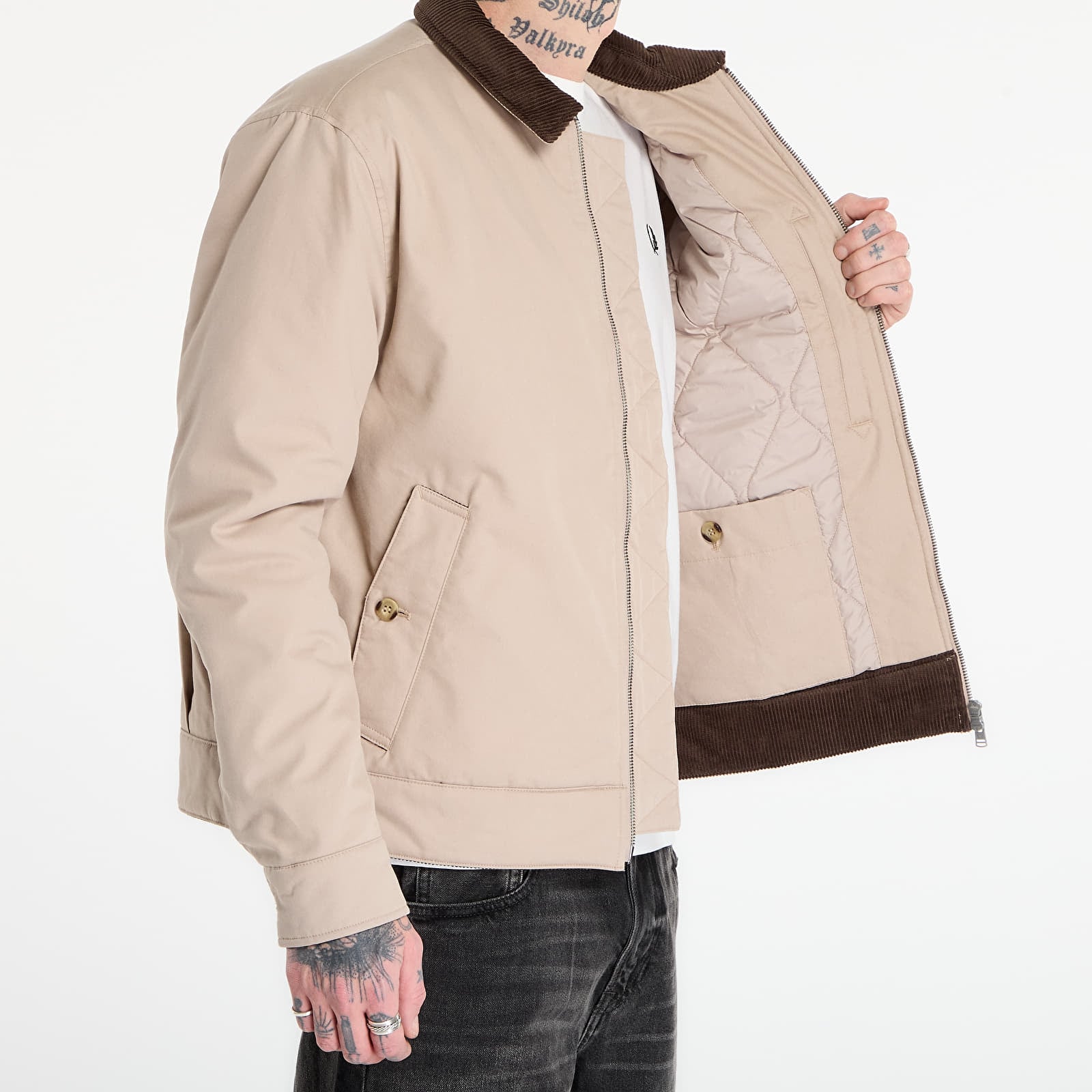 Jakker til mænd FRED PERRY Cotton Caban Jacket Warm Oat