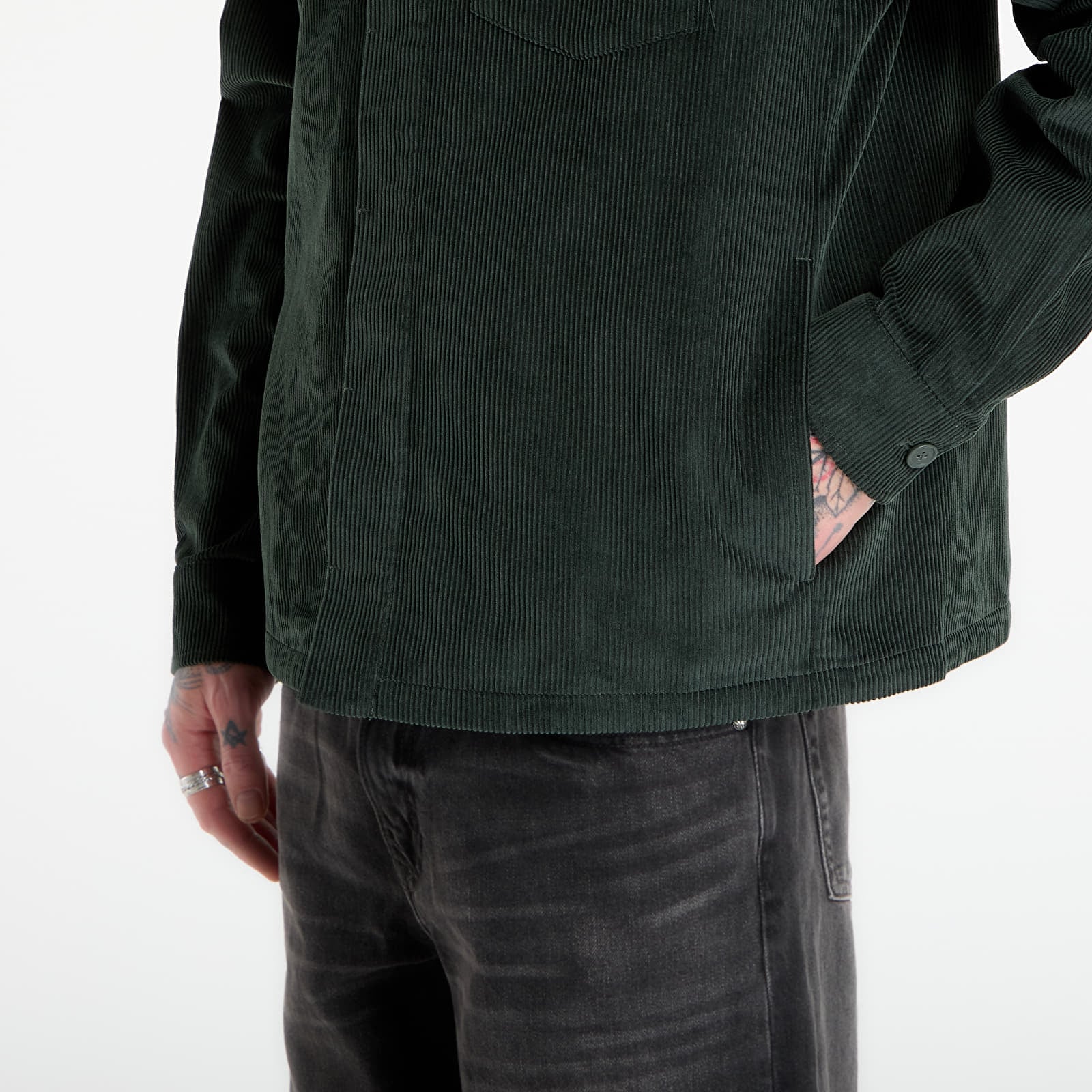 Camicie uomo FRED PERRY Corduroy Overshirt Court Green
