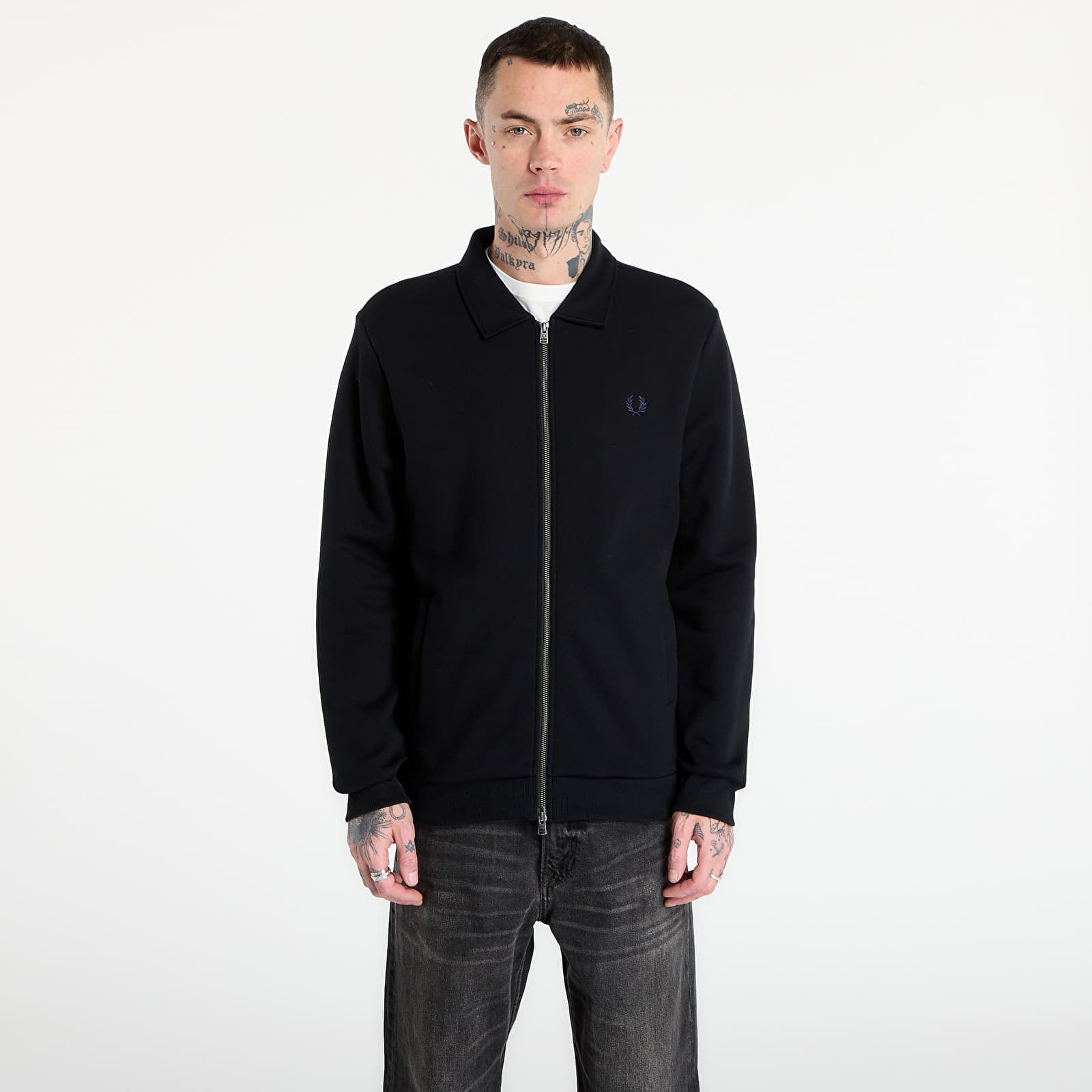 Sweatshirt FRED PERRY Zip Through Collared Sweatshirt Black XL