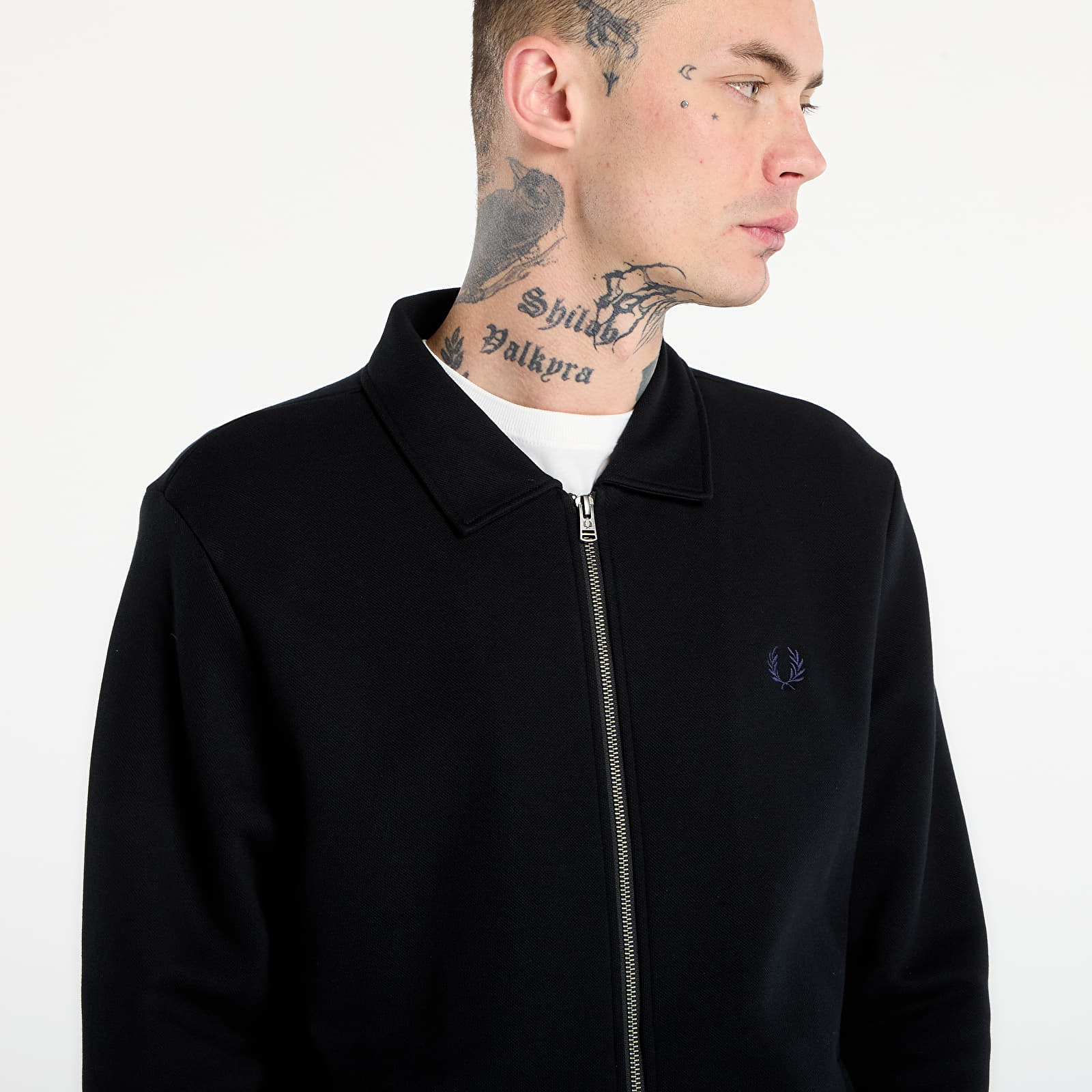 Muške dukserice FRED PERRY Zip Through Collared Sweatshirt Black