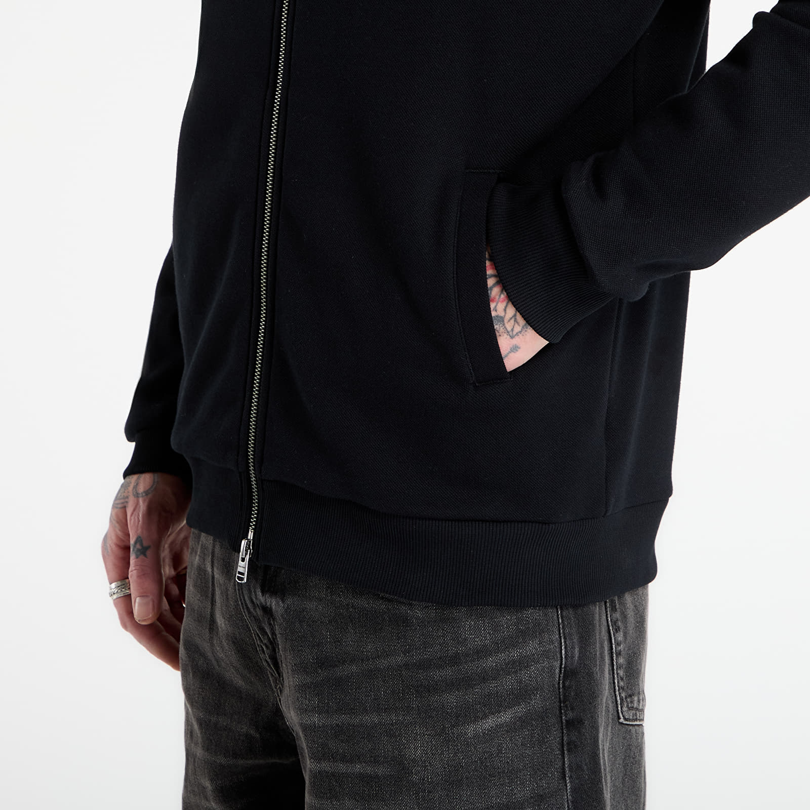 Muške dukserice FRED PERRY Zip Through Collared Sweatshirt Black