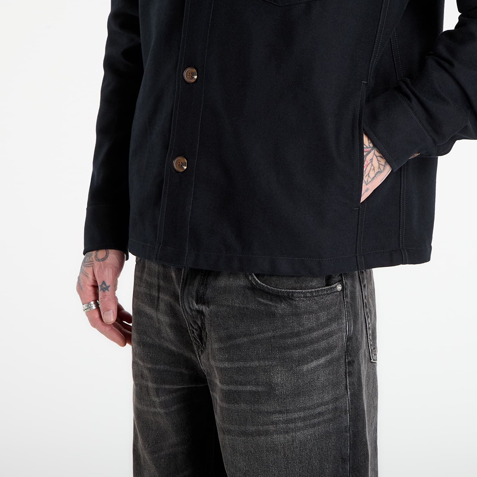 Férfi ingek FRED PERRY Brushed Twill Overshirt Black