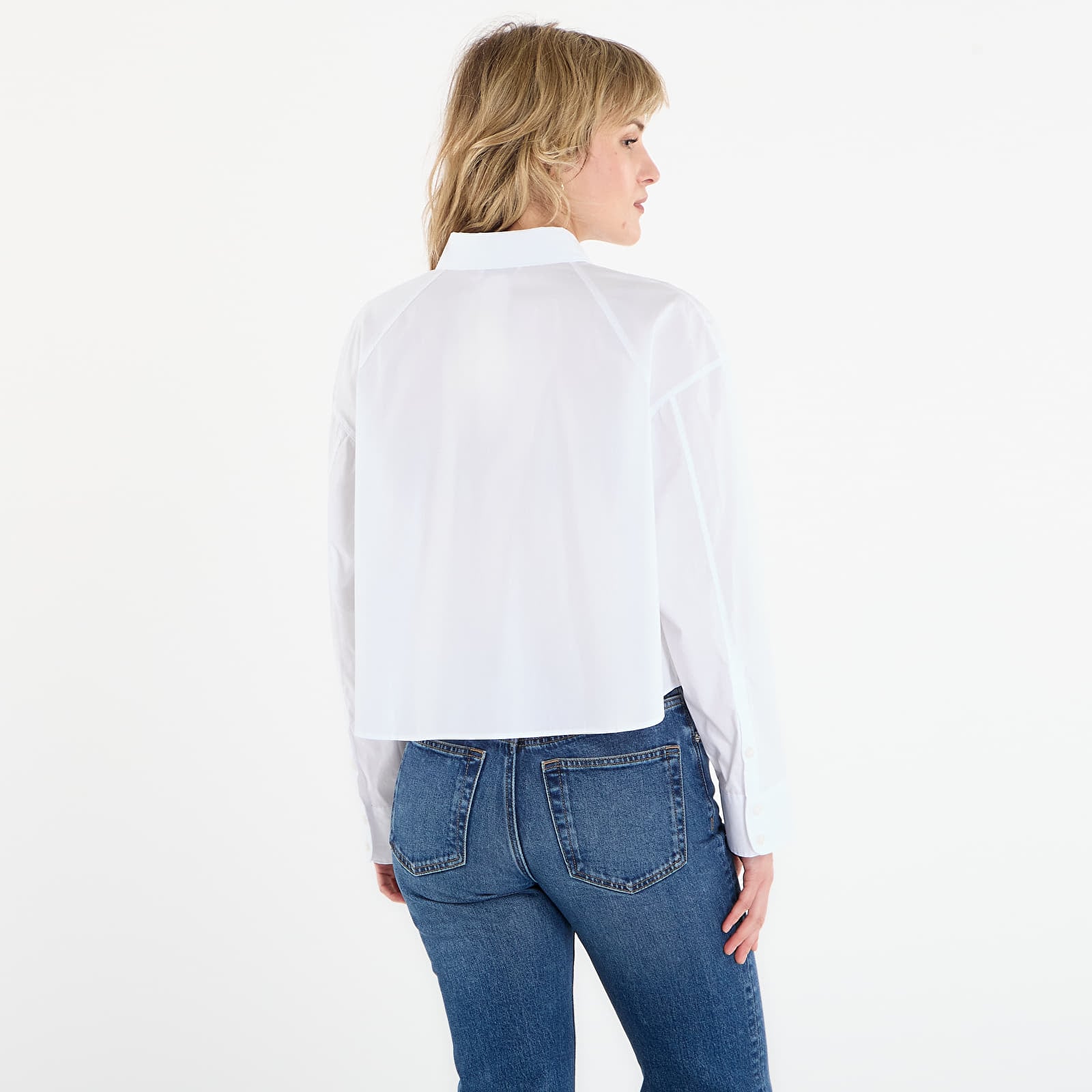 Dámské košile Calvin Klein Jeans Solid Boxy Cropped Shirt White