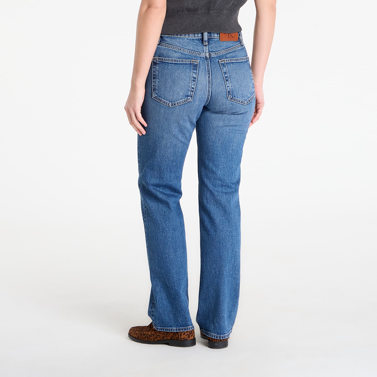 Blugi pentru femei Calvin Klein Jeans High Rise Straight Jeans Blue