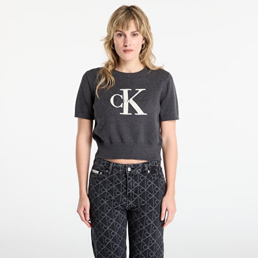 Trui Calvin Klein Jeans Chunky Cotton Graphic Sweater Grey