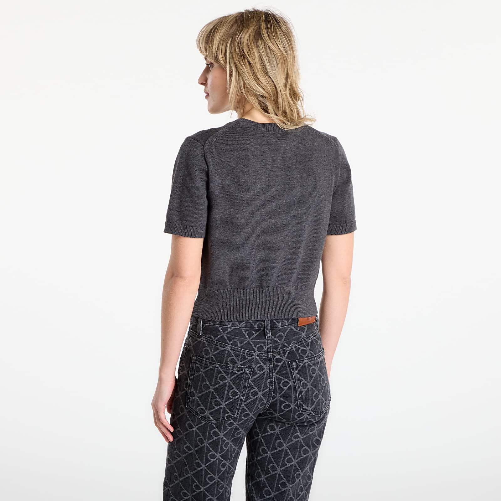 Dámské svetry Calvin Klein Jeans Chunky Cotton Graphic Sweater Grey