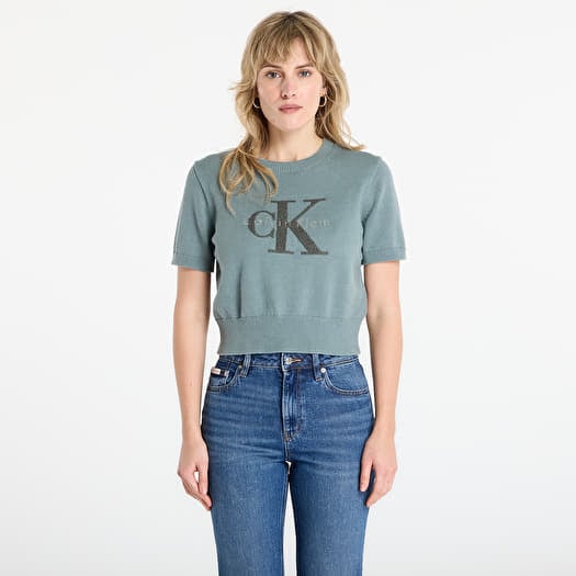 Trui Calvin Klein Jeans Chunky Cotton Graphic Sweater Grey