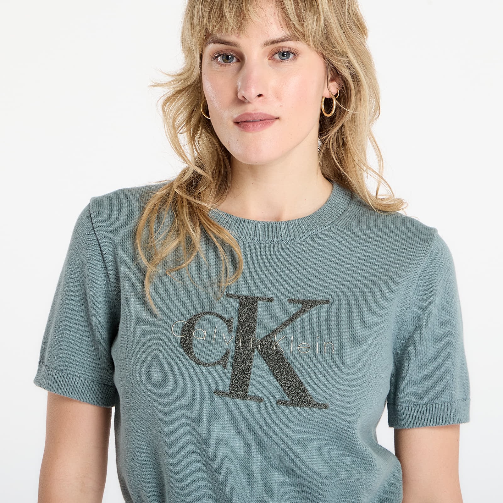 Dámské svetry Calvin Klein Jeans Chunky Cotton Graphic Sweater Grey