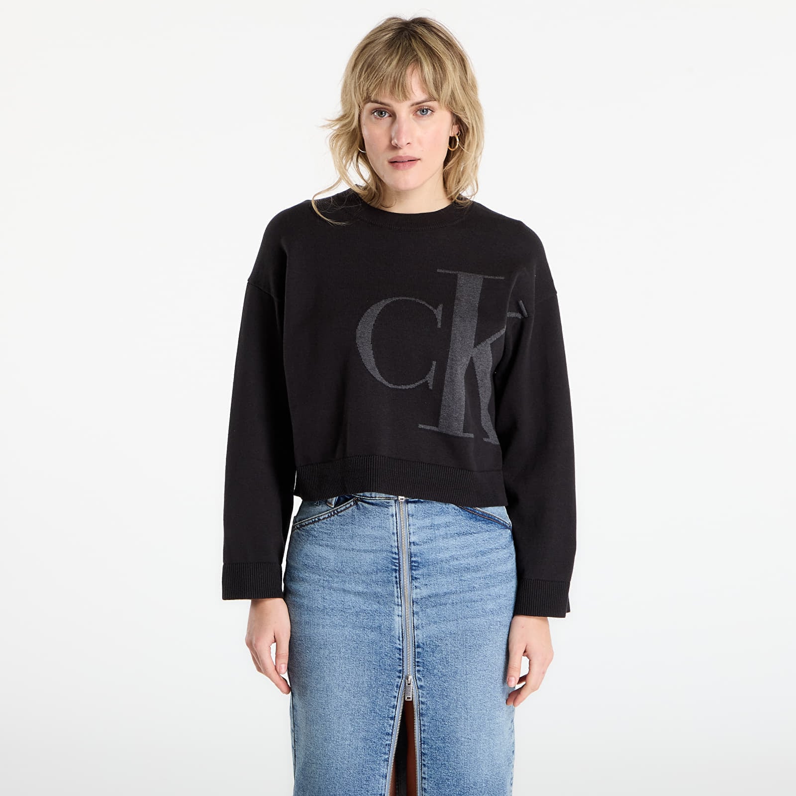 Sweater Calvin Klein Jeans Long Sleeve Smooth Sweater Black XXS
