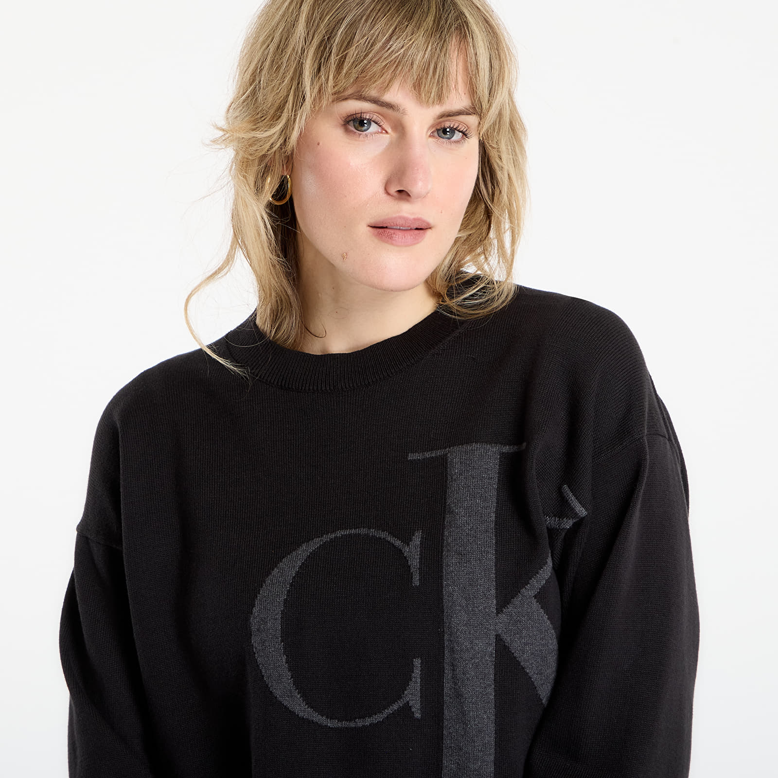 Ženske majice Calvin Klein Jeans Long Sleeve Smooth Sweater Black