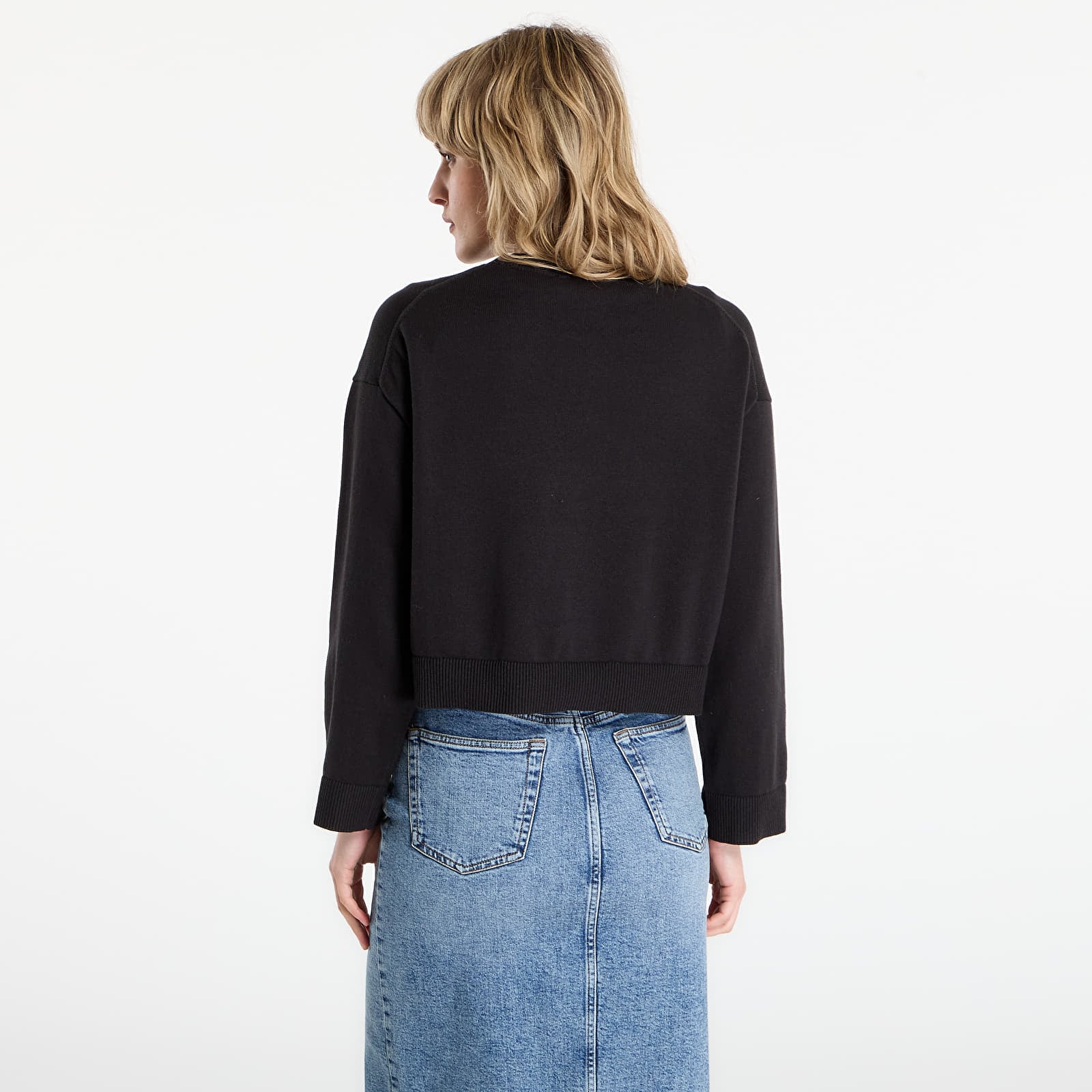 Ženske majice Calvin Klein Jeans Long Sleeve Smooth Sweater Black