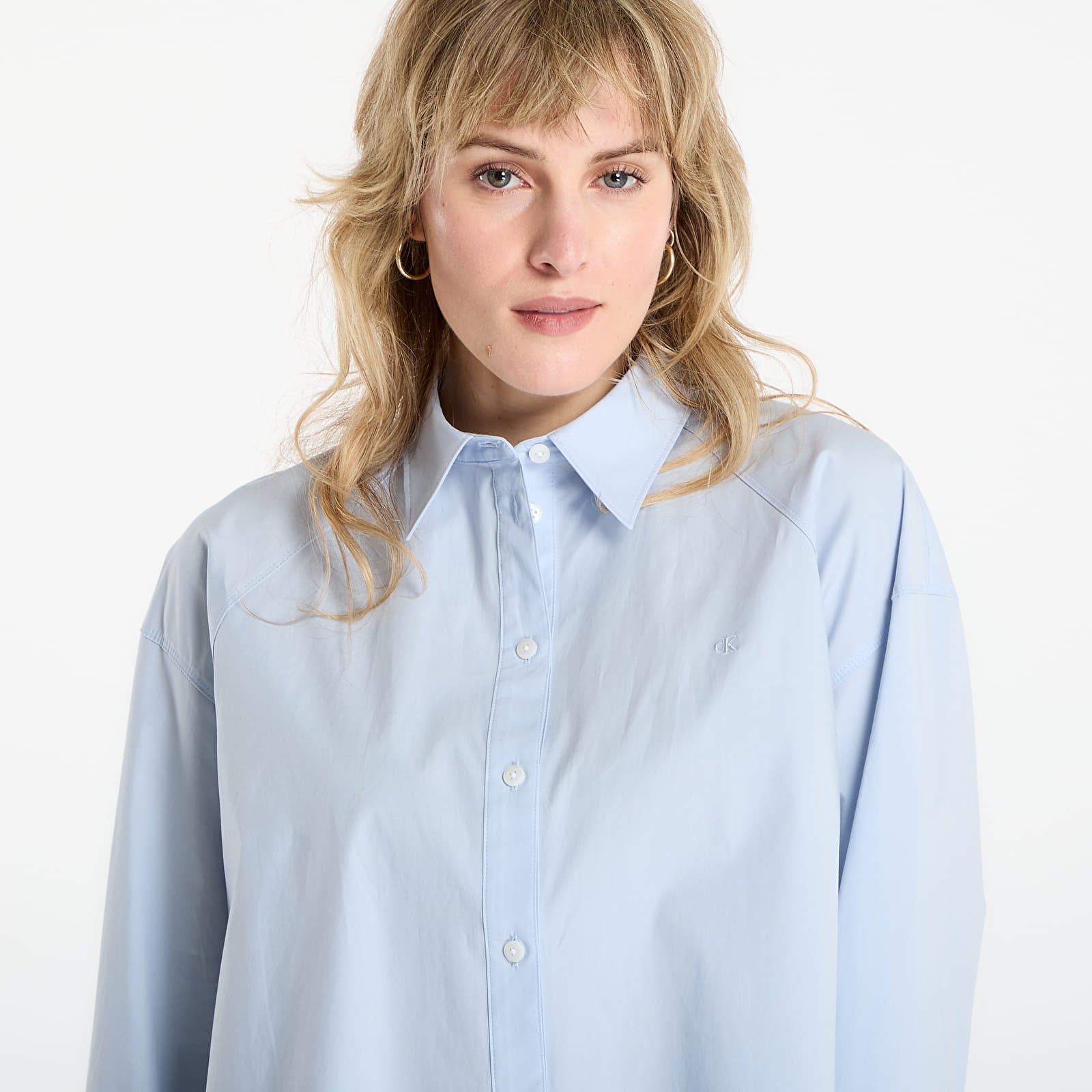 Dámské košile Calvin Klein Jeans Solid Boxy Cropped Shirt Grey
