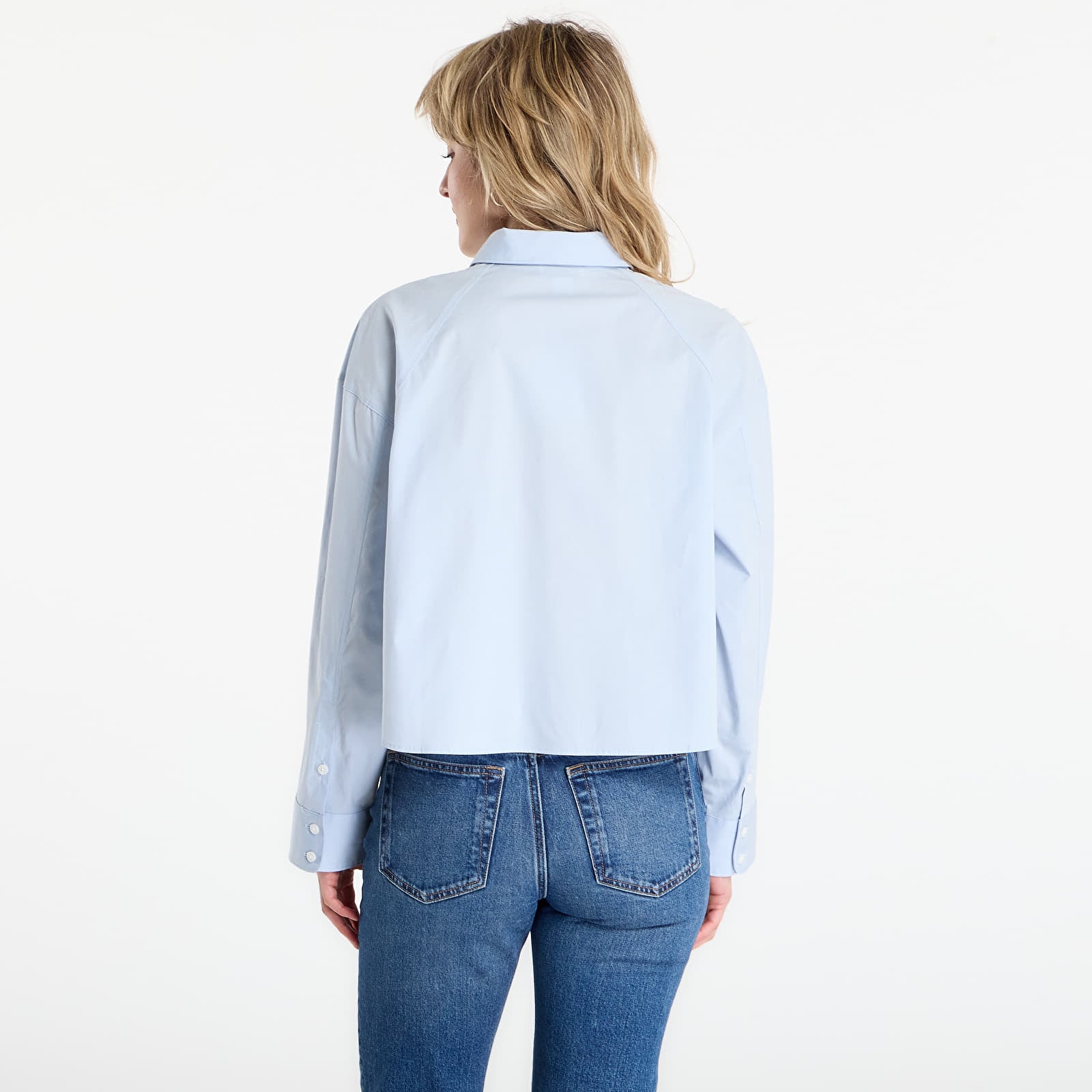 Dámské košile Calvin Klein Jeans Solid Boxy Cropped Shirt Grey