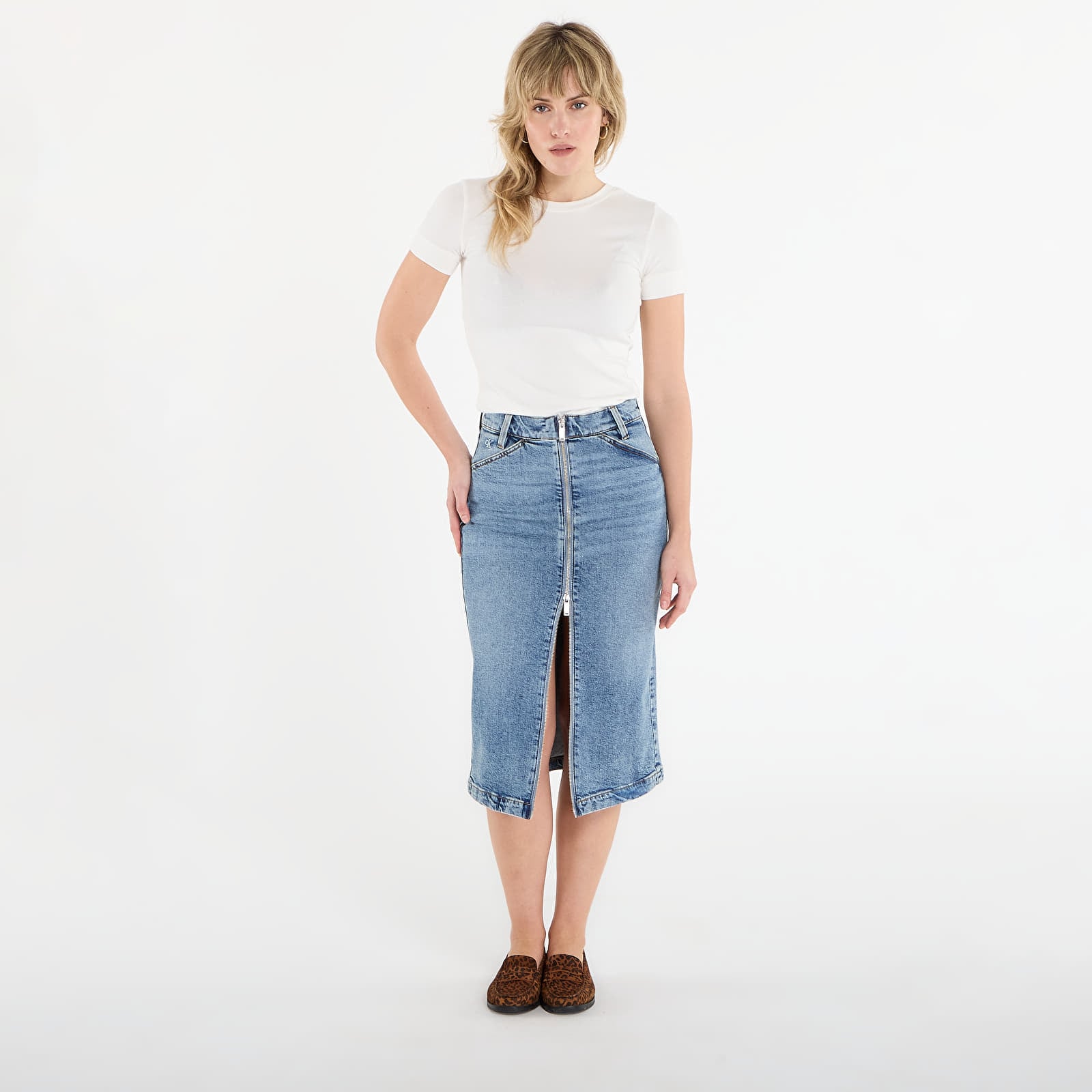 Ženske suknje Calvin Klein Jeans Denim Zip Front Skirt Blue