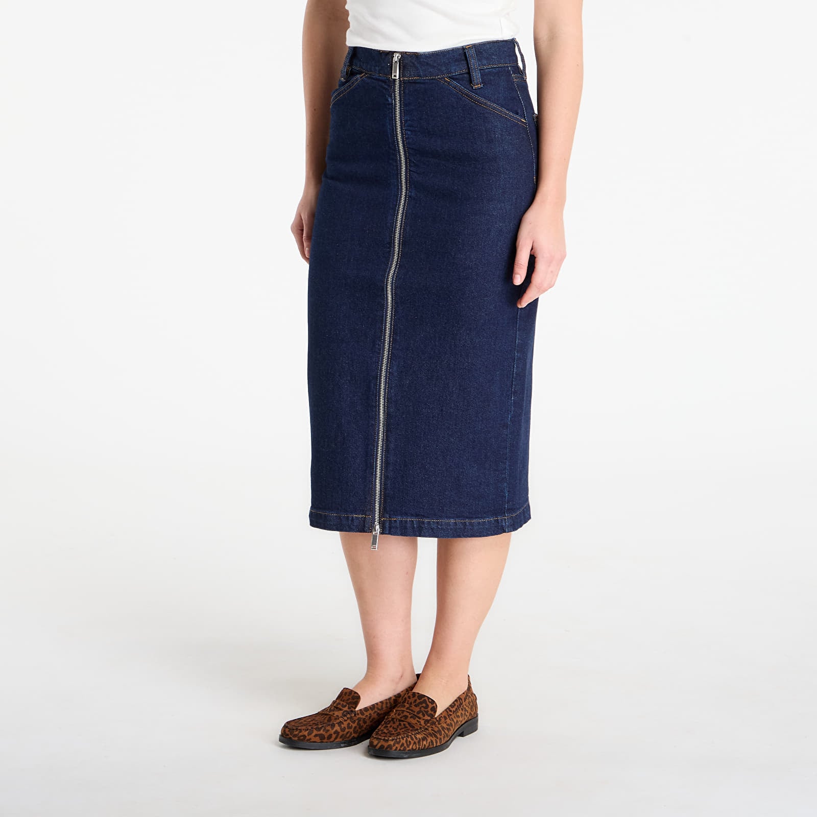 Ženske suknje Calvin Klein Jeans Denim Zip Front Skirt Blue