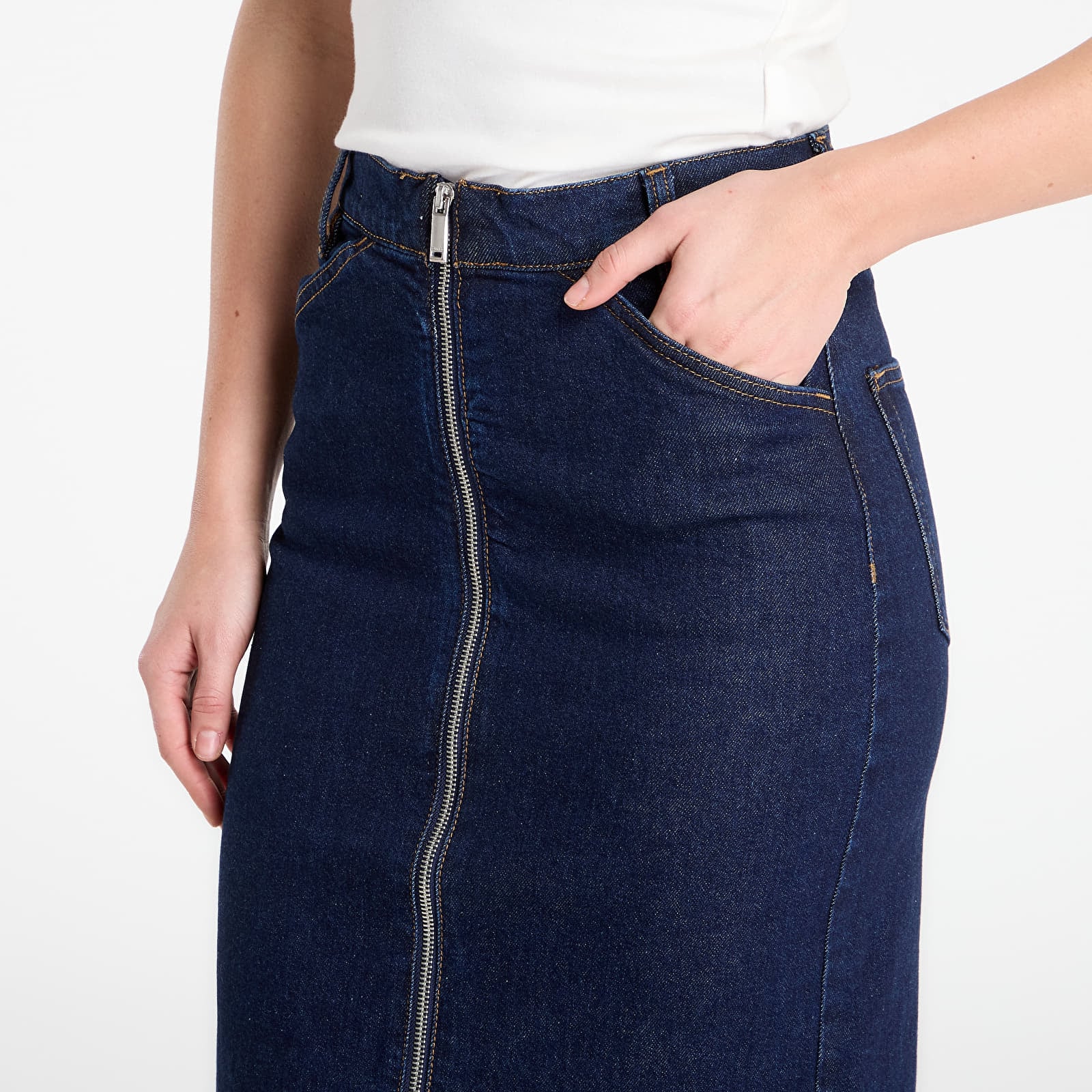Ženske suknje Calvin Klein Jeans Denim Zip Front Skirt Blue