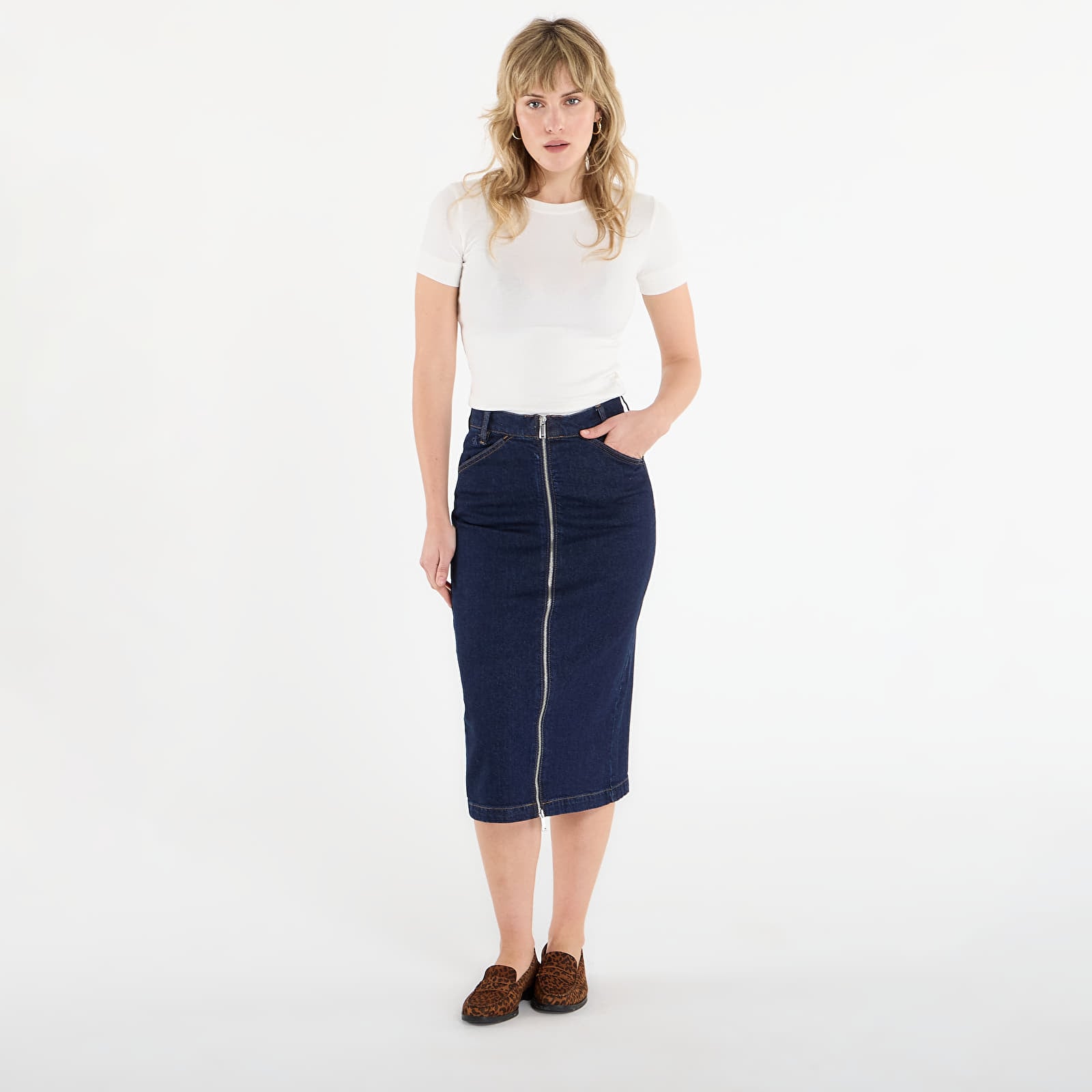 Ženske suknje Calvin Klein Jeans Denim Zip Front Skirt Blue