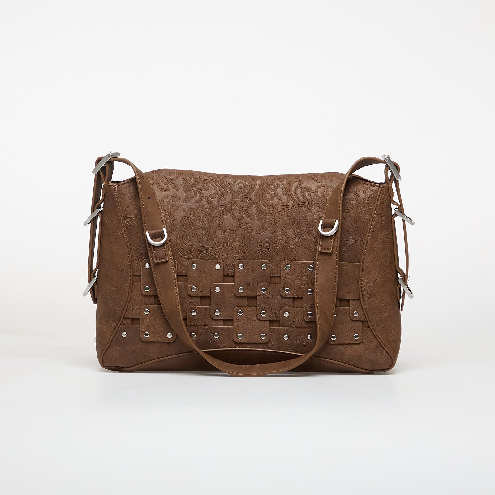 Håndvesker Desigual Medium Studded Patch Handbag Brown