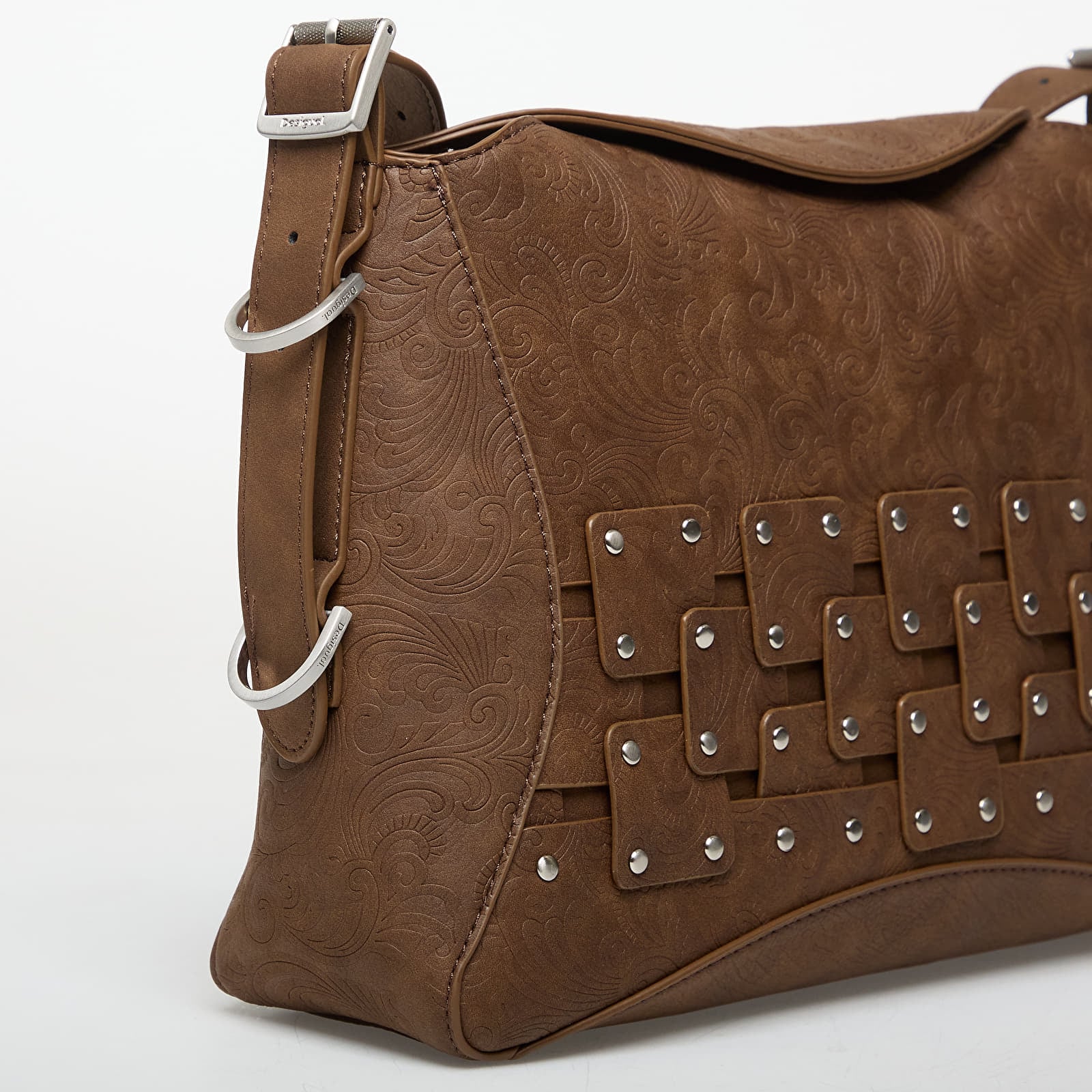 Håndvesker Desigual Medium Studded Patch Handbag Brown