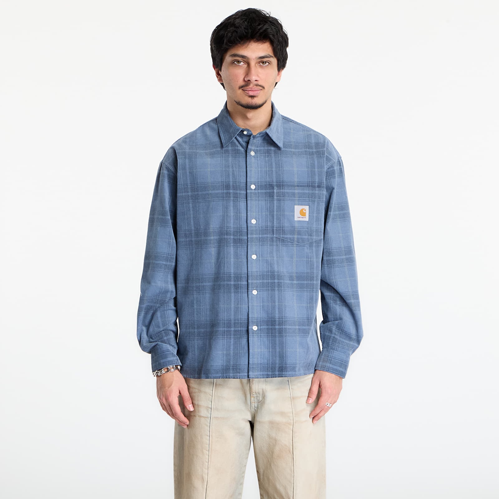 Men's shirts Carhartt WIP L/S Wilber Shirt UNISEX Wilber Check/ Velvet Blue